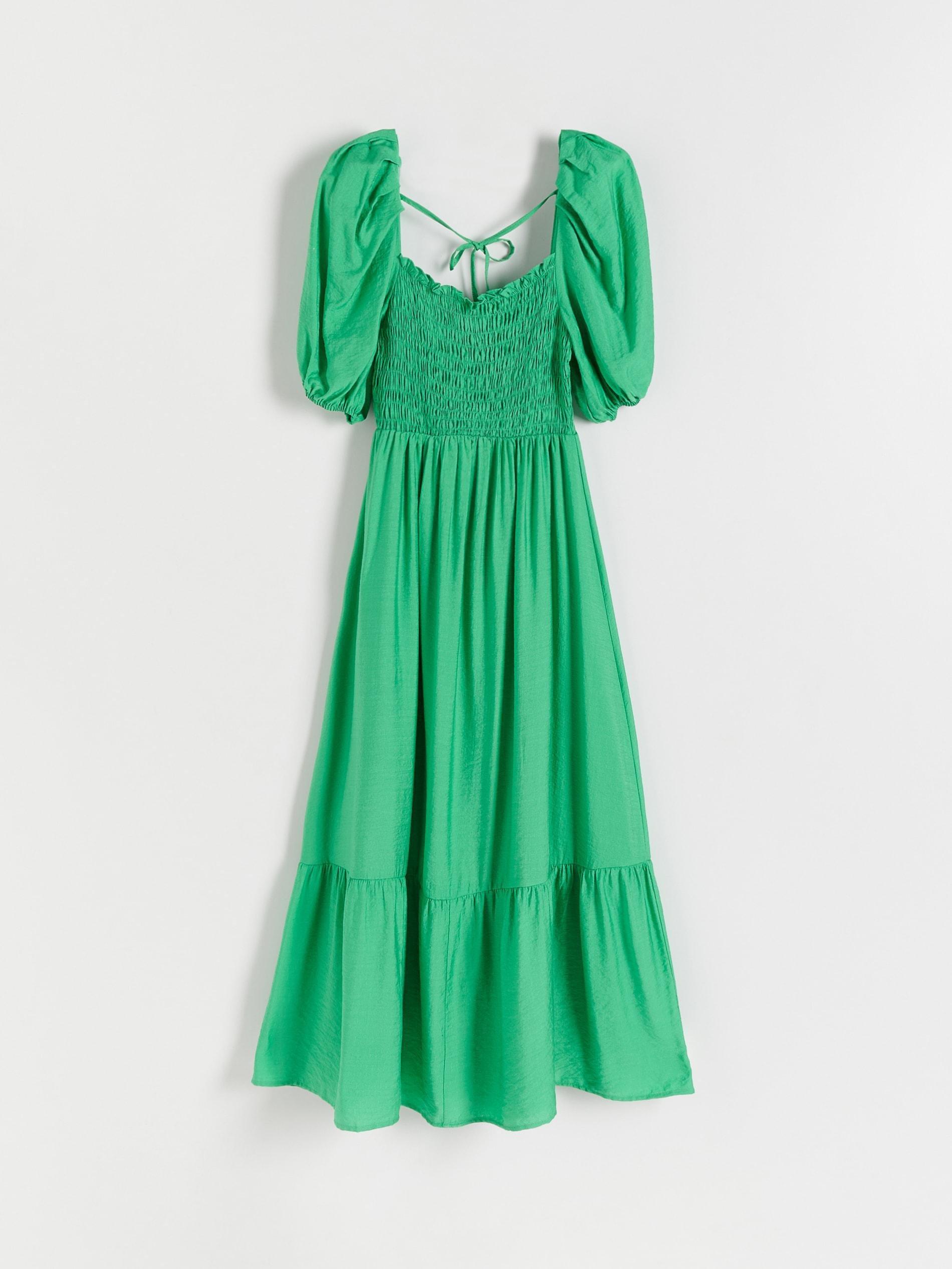 Green Puff Sleeves Viscose Dress, , large image number 4