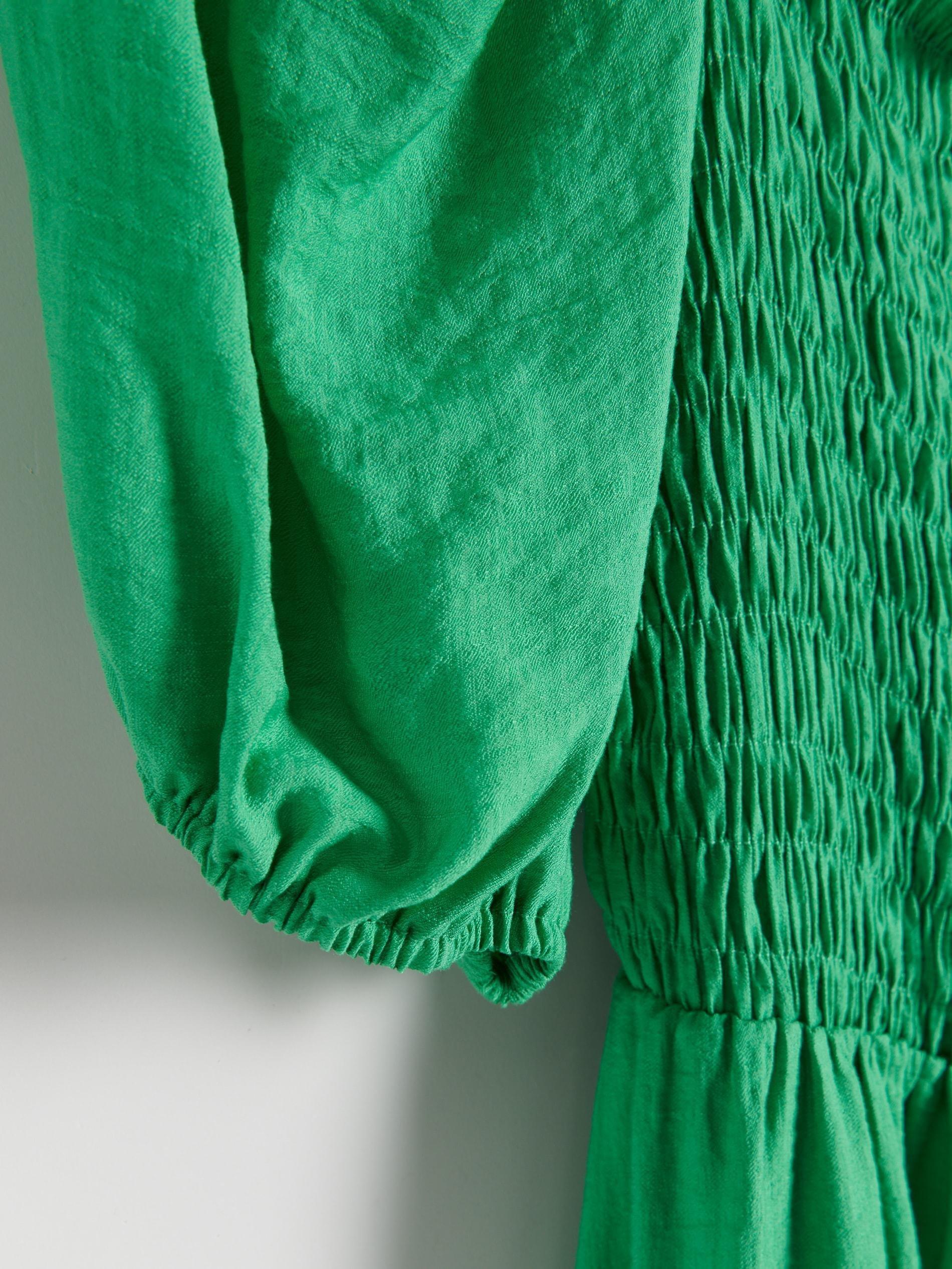 Green Puff Sleeves Viscose Dress, , large image number 5