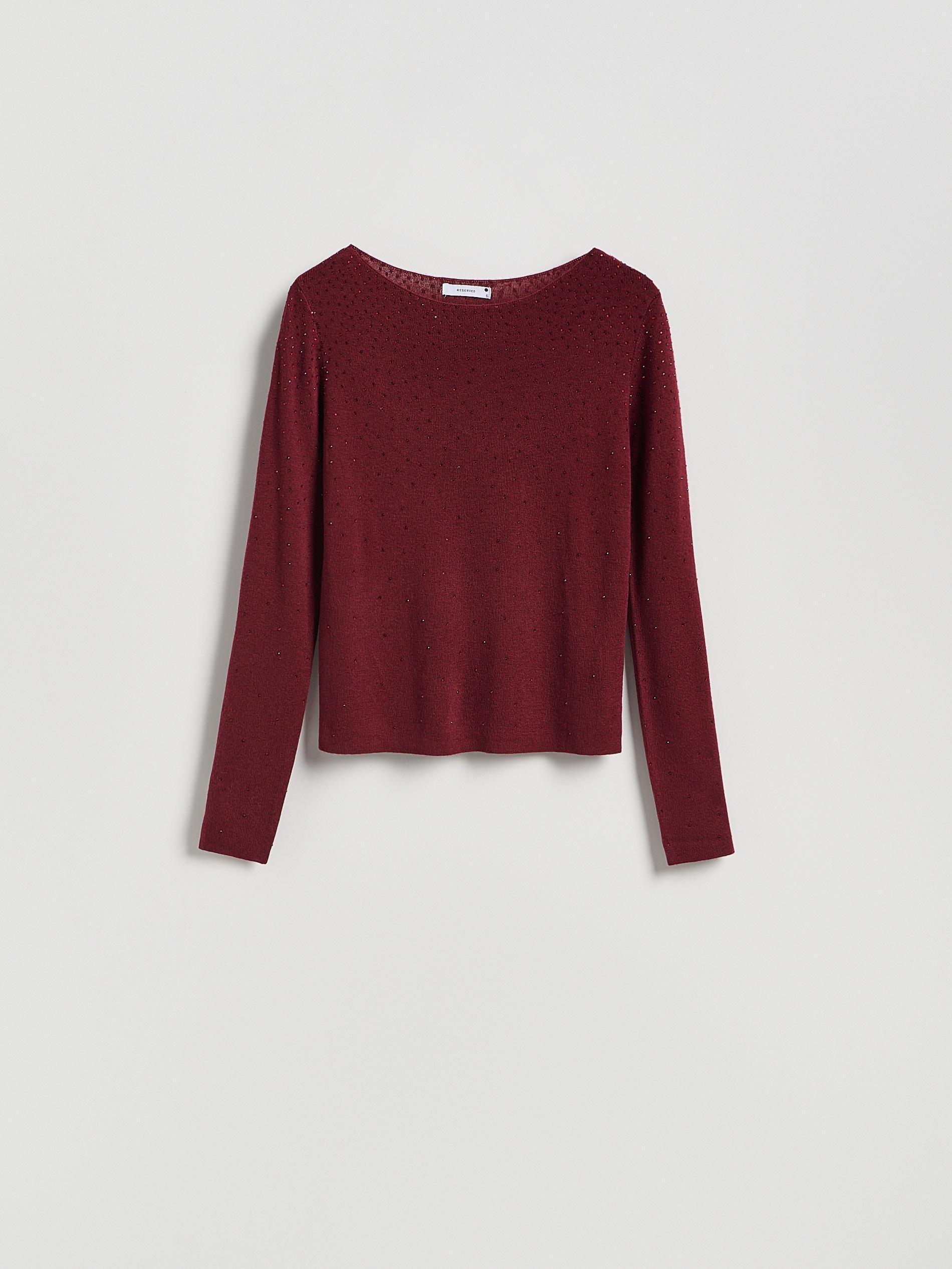 Brown Sweater With Shiny Applique, Burgundy, large image number 3