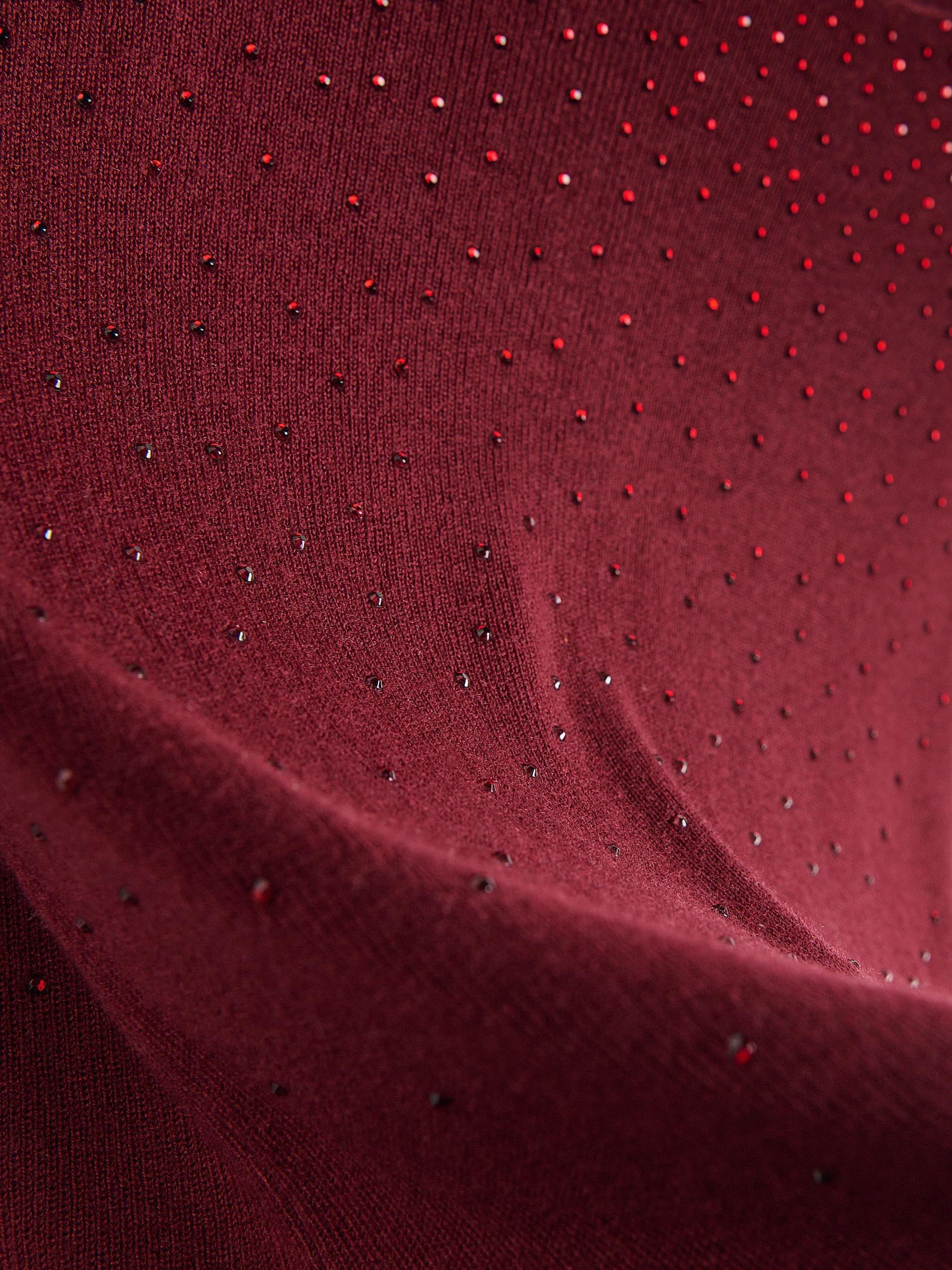 Brown Sweater With Shiny Applique, Burgundy, large image number 5