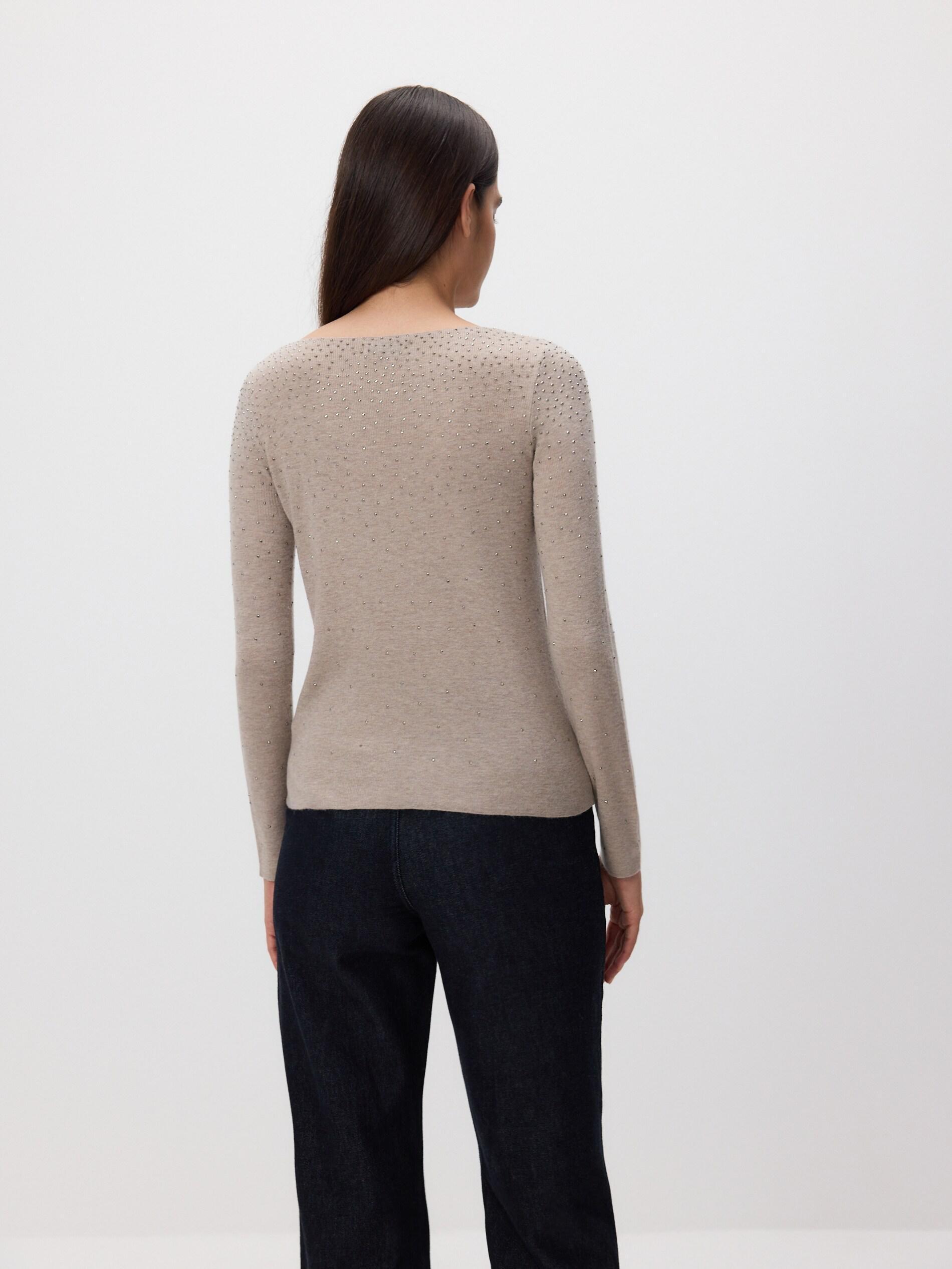 Coffee Sweater With Shiny Applique, 7401_84M, medium