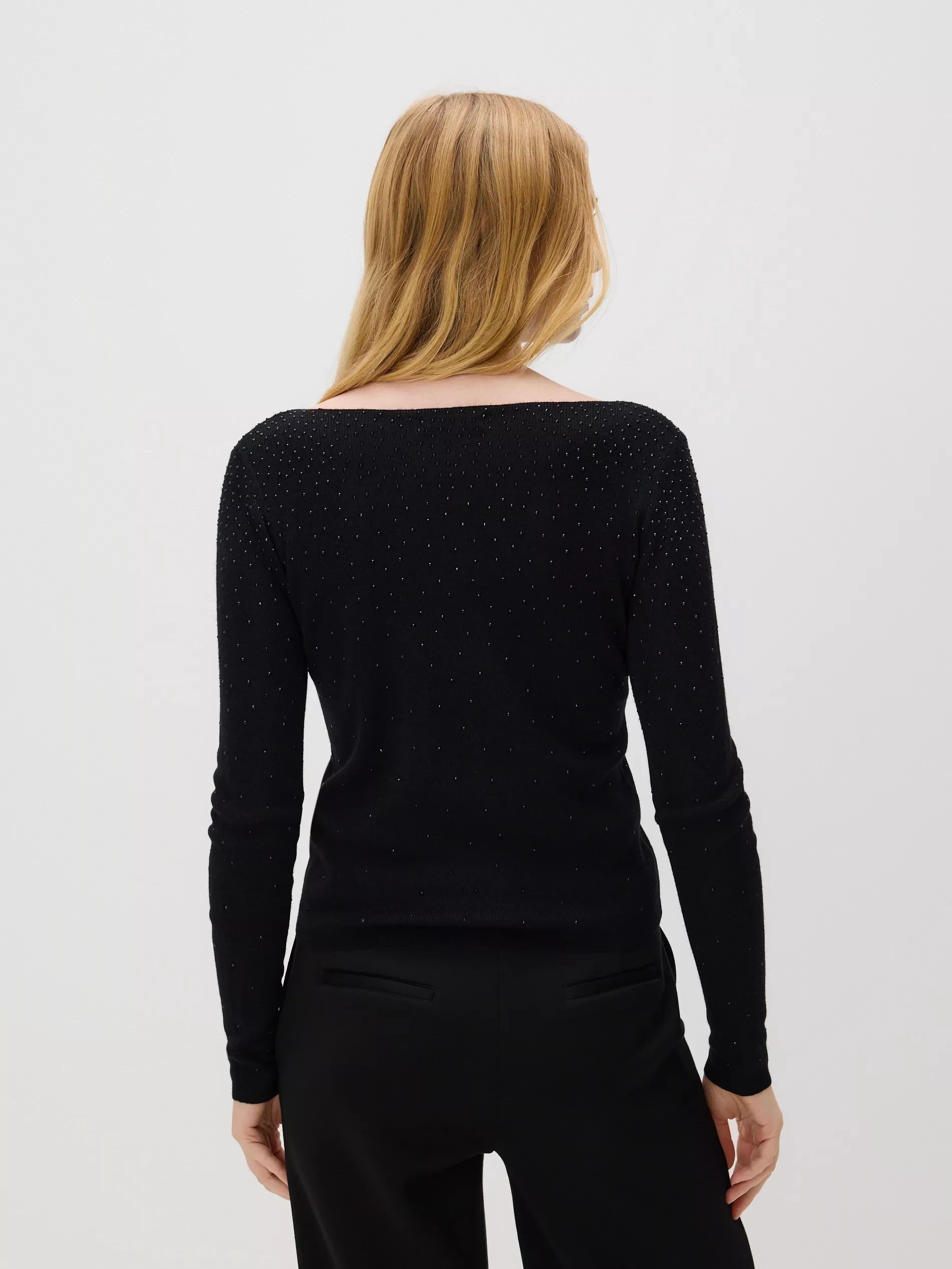 Black Sweater With Shiny Applique, Black, large image number 1