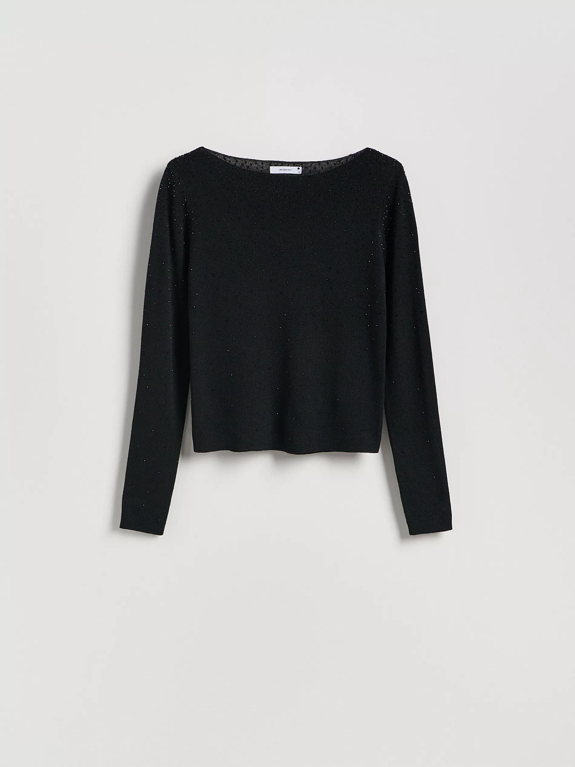 Black Sweater With Shiny Applique, Black, large image number 4