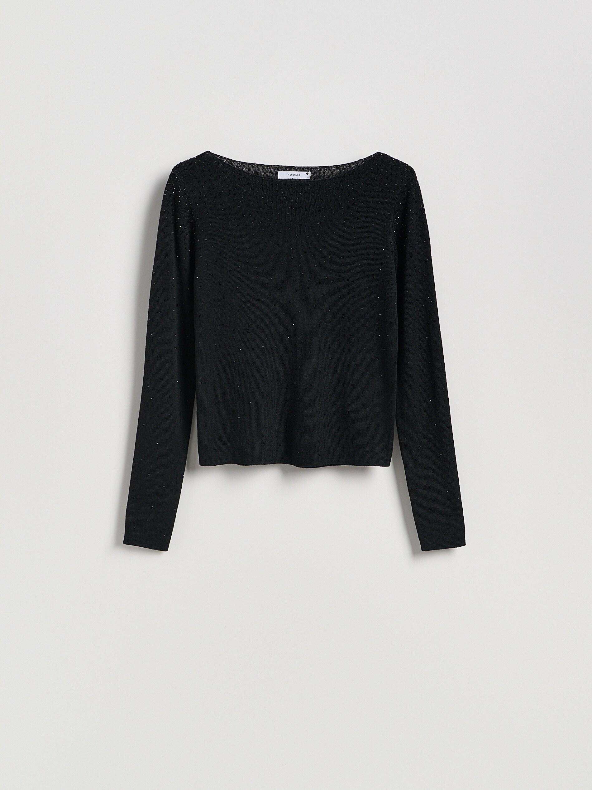 BLACK Sweater with shiny appliquأ©, Black, large image number 4