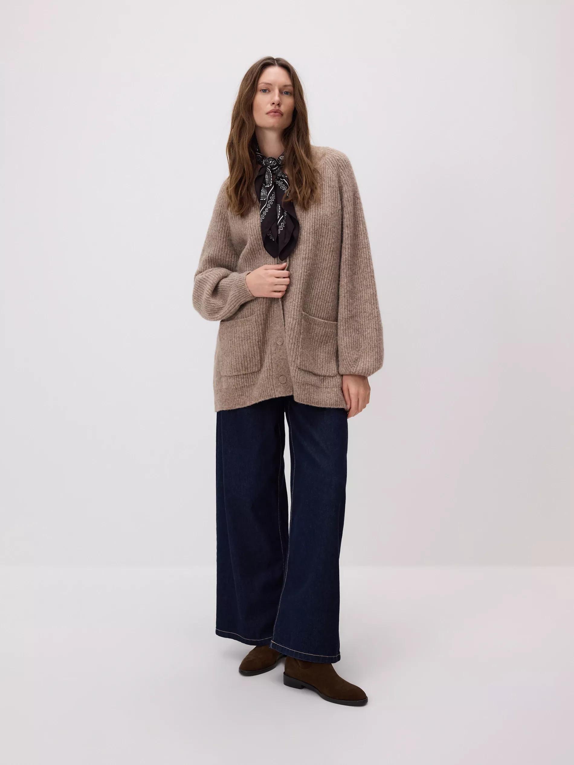 Beige Wool Blend Cardigan, Beige, large image number 0