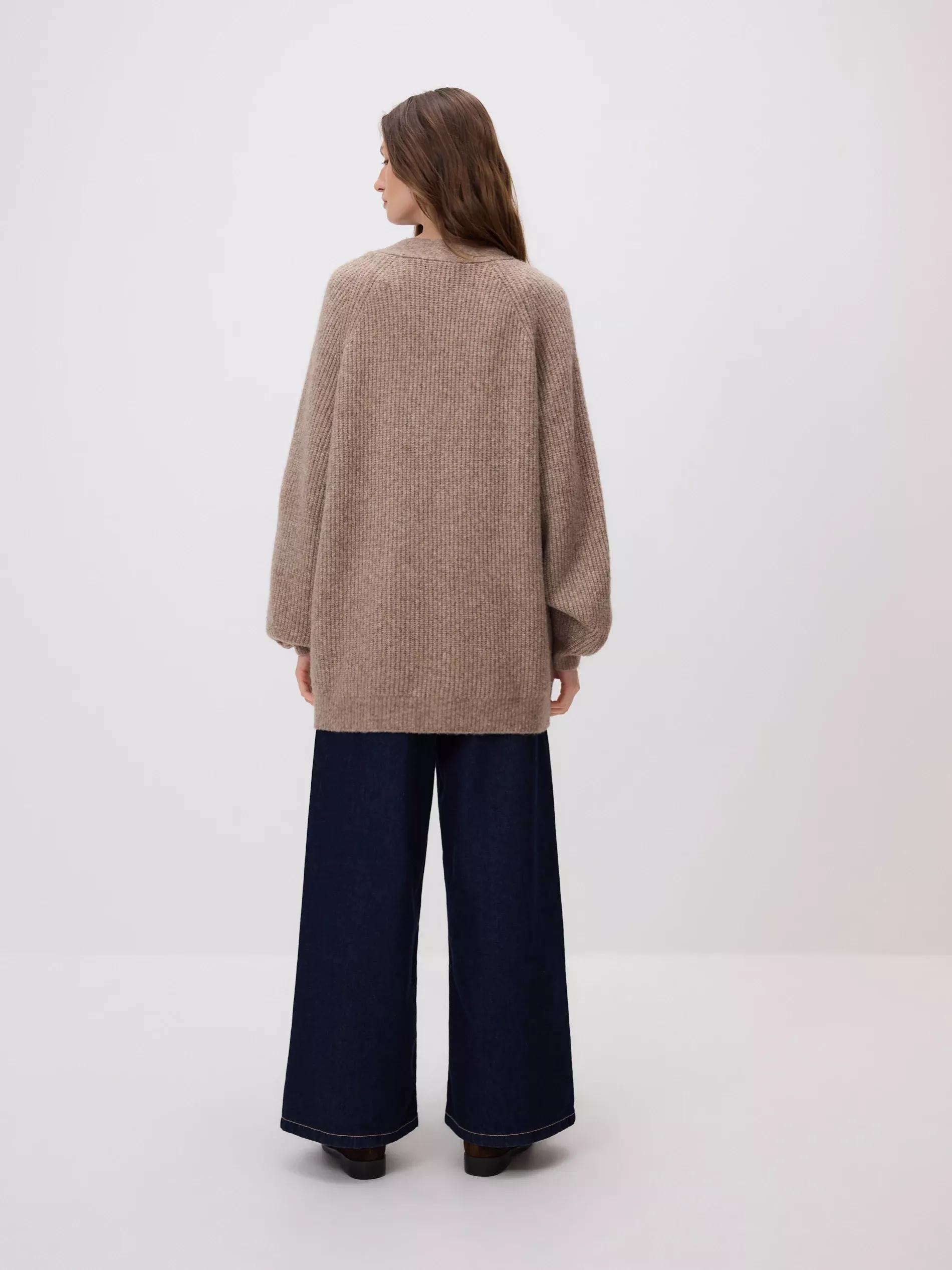 Beige Wool Blend Cardigan, Beige, large image number 3