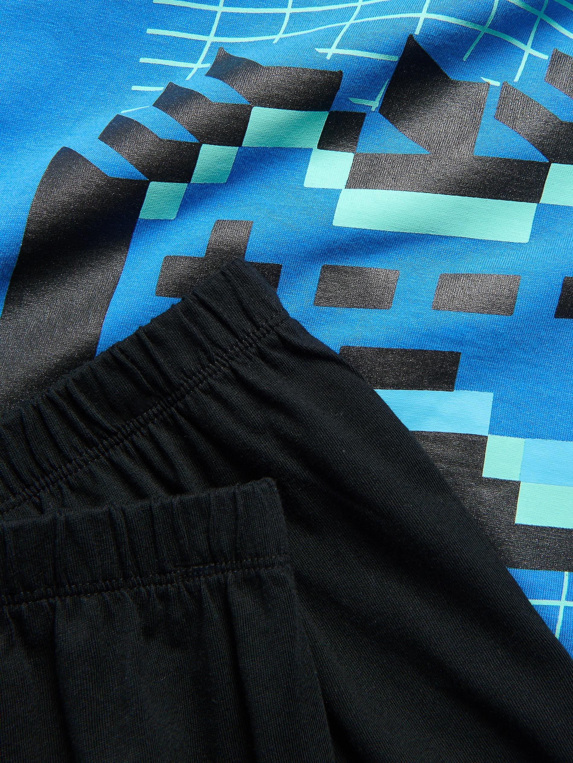 Blue Two Piece Pyjama Set, Blue, large image number 1