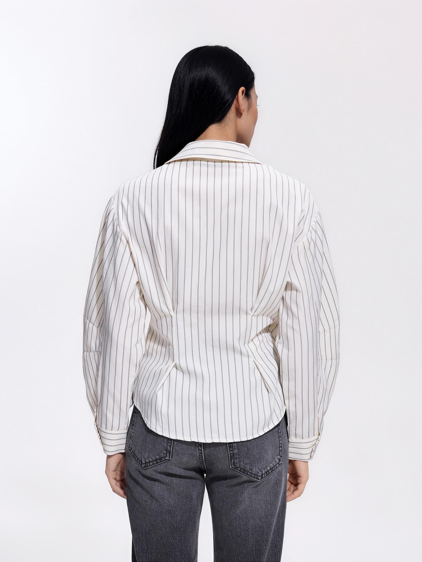 Cream Shirt With Asymmetric Fastening, Ivory, large image number 2