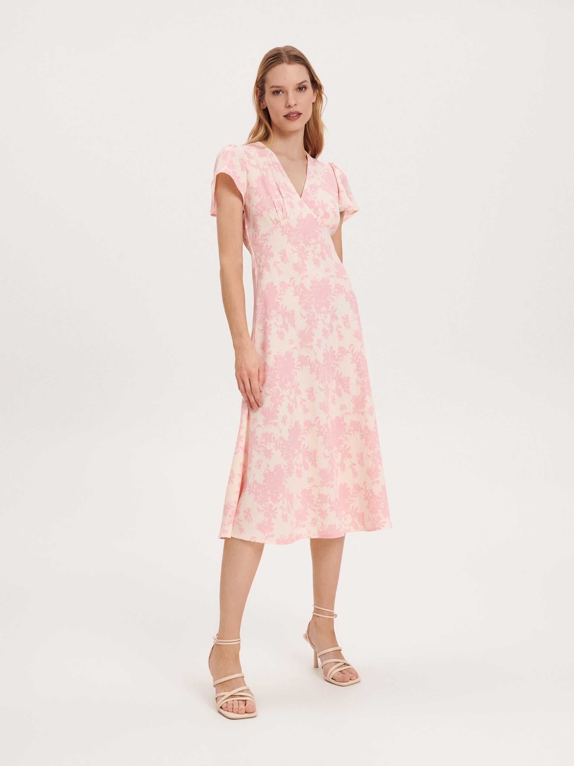 Pink V-Neck Mini Dress, , large image number 0