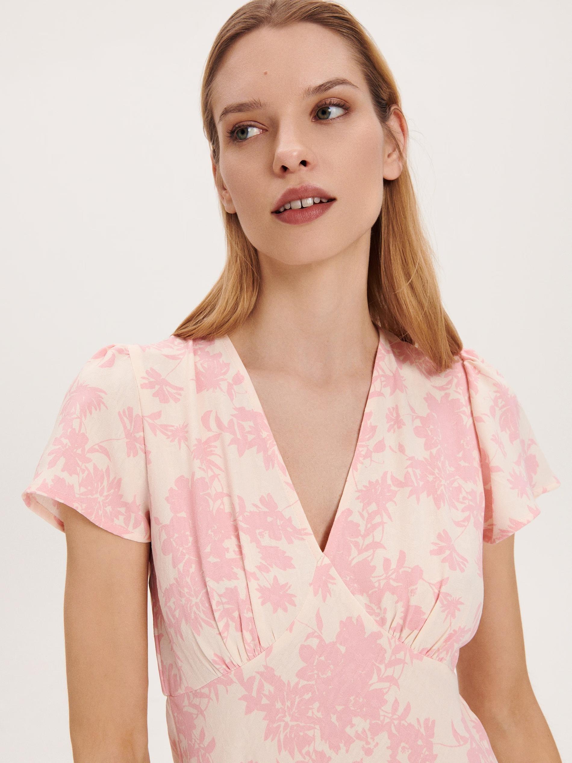 Pink V-Neck Mini Dress, , large image number 1