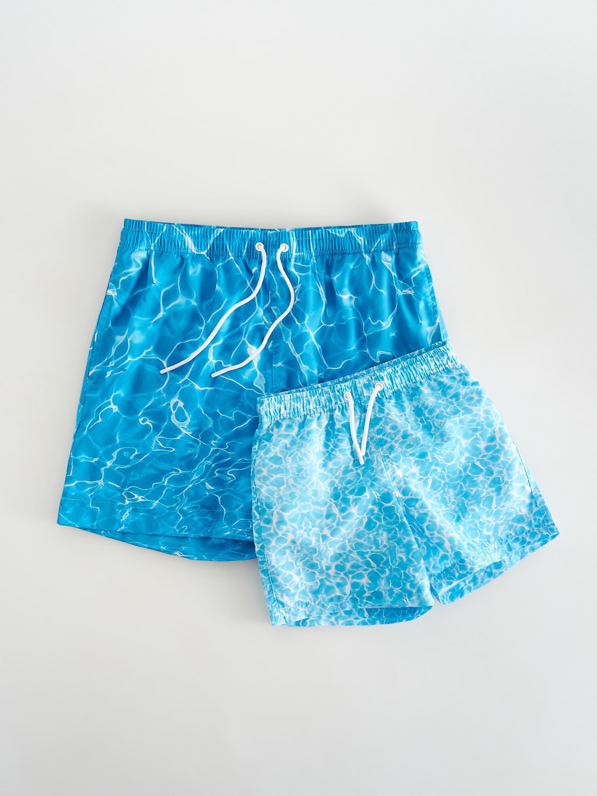 Blue Patterned Beach Shorts, , large image number 1