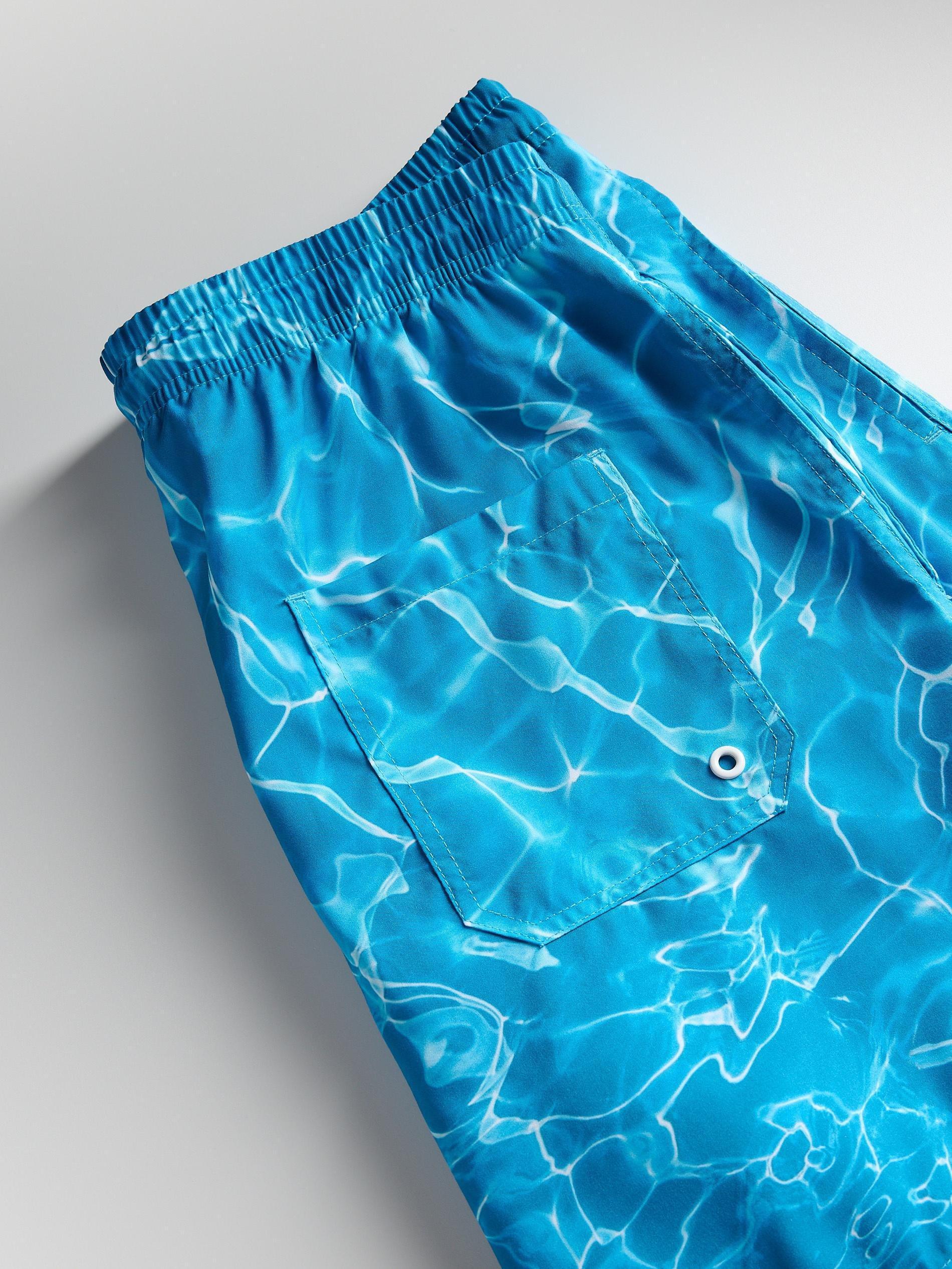 Blue Patterned Beach Shorts, , large image number 4