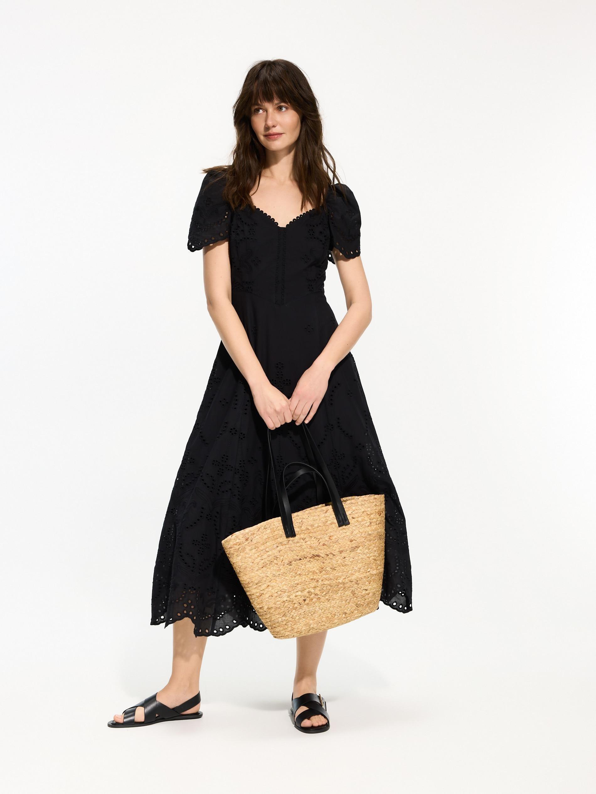 Black Openwork Dress, Black, large image number 1