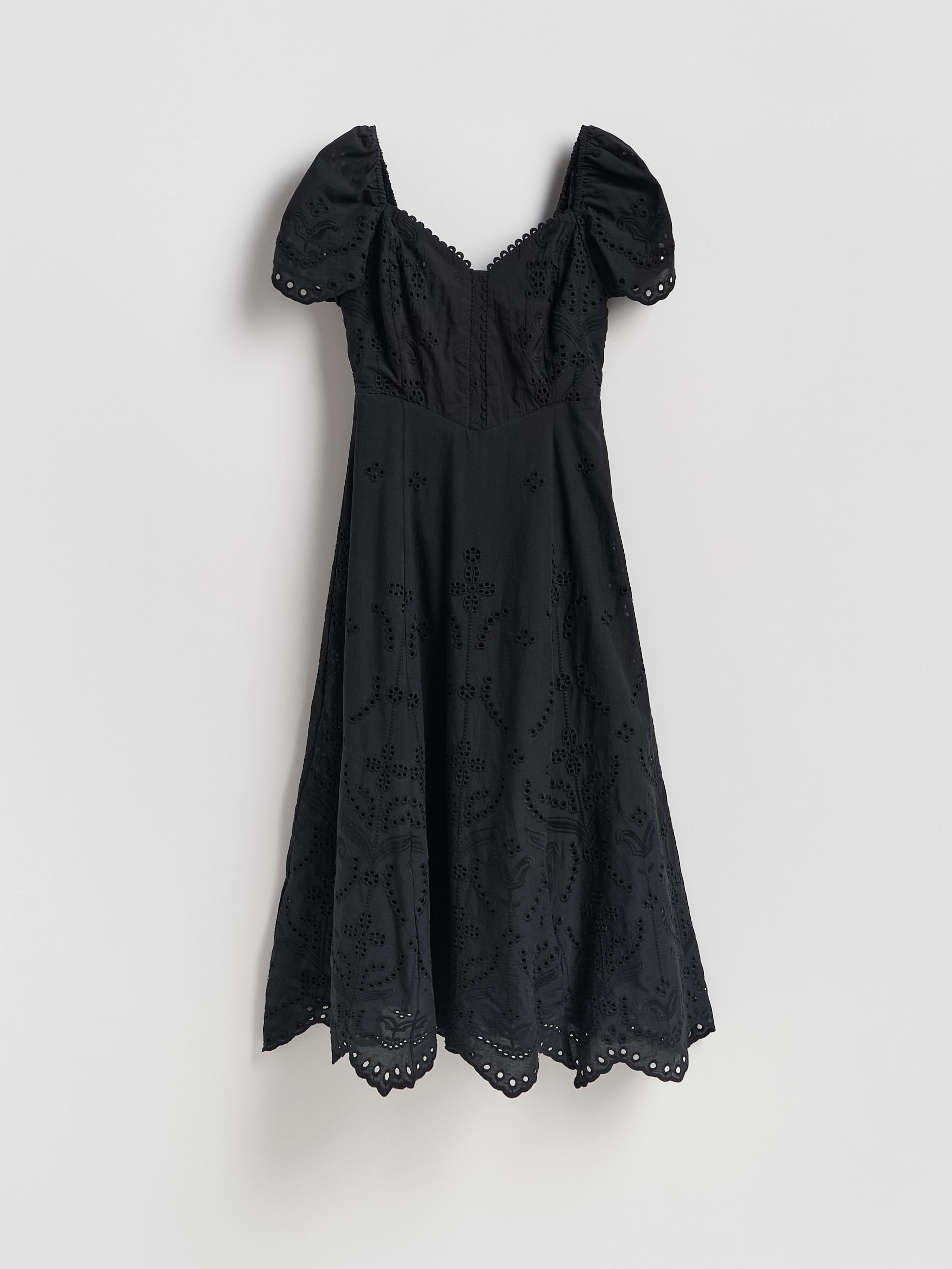 Black Openwork Dress, Black, large image number 3