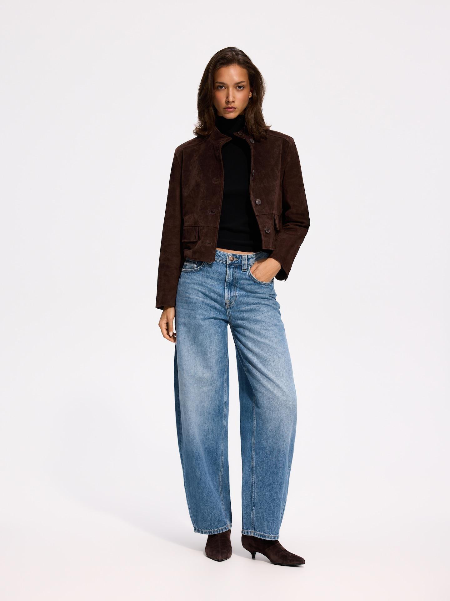 Brown Suede Blazer, Brown, medium