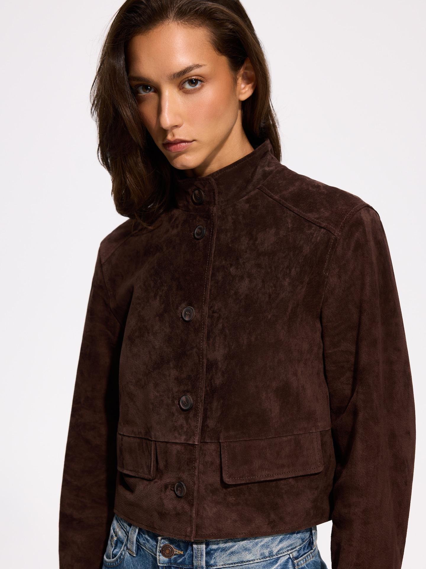Brown Suede Blazer, Brown, medium