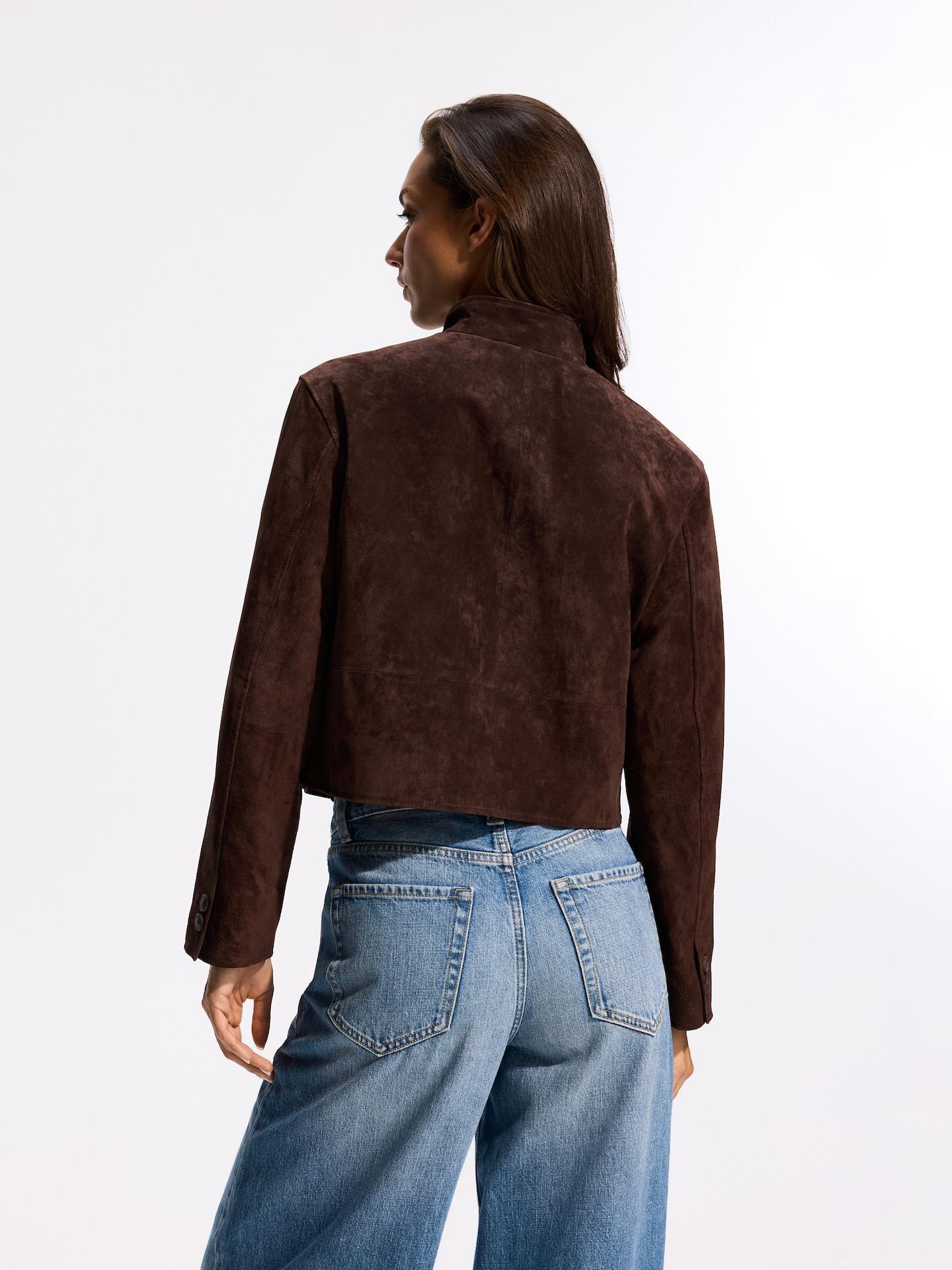 Brown Suede Blazer, Brown, large image number 3