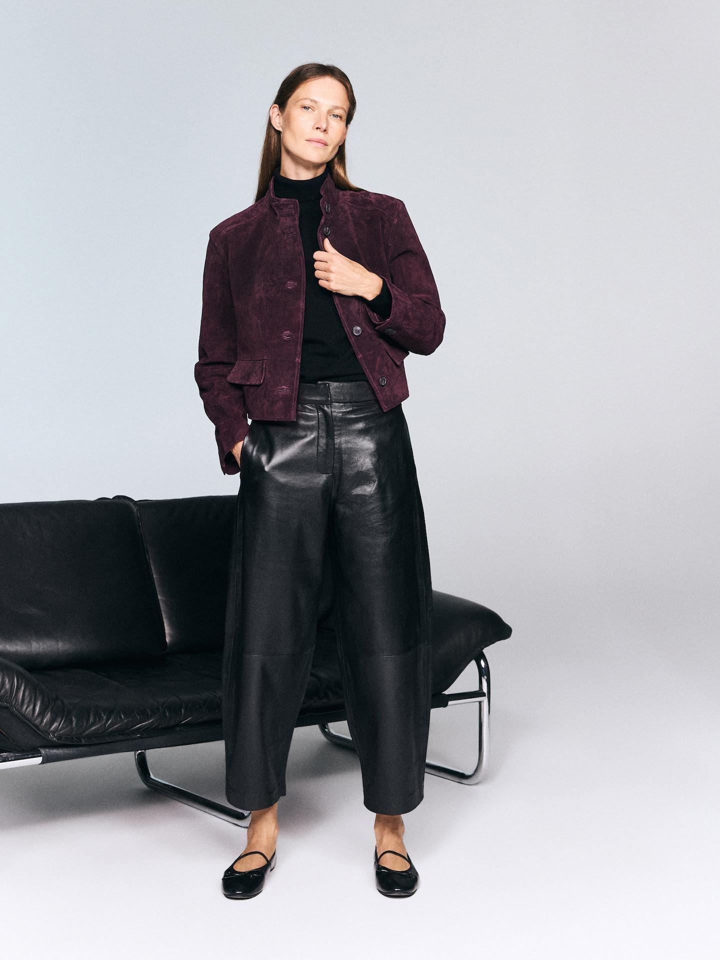 Red Suede Blazer, Burgundy, large image number 0