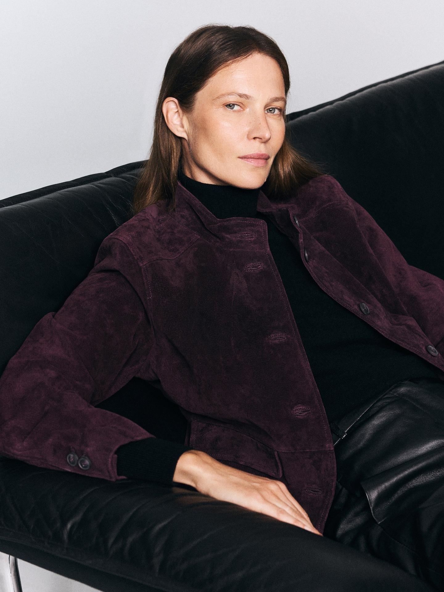 Red Suede Blazer, Burgundy, large image number 1