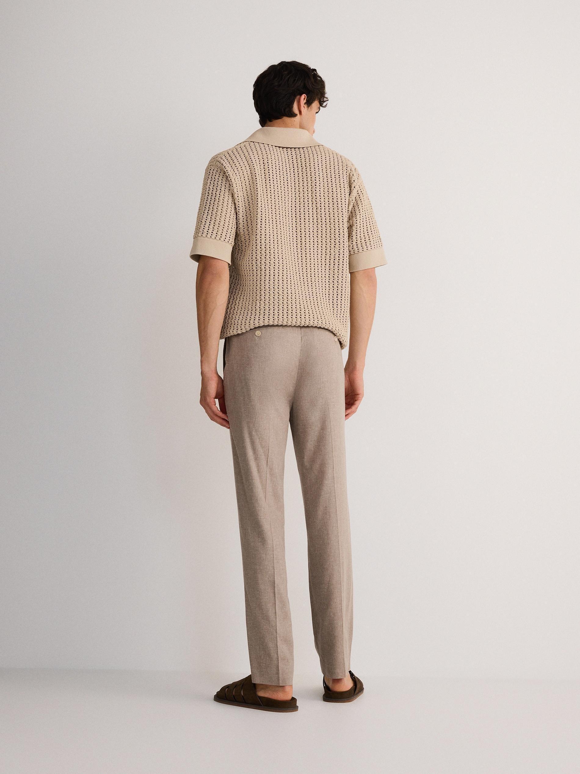 Beige Blended Chino Trousers, , large image number 2