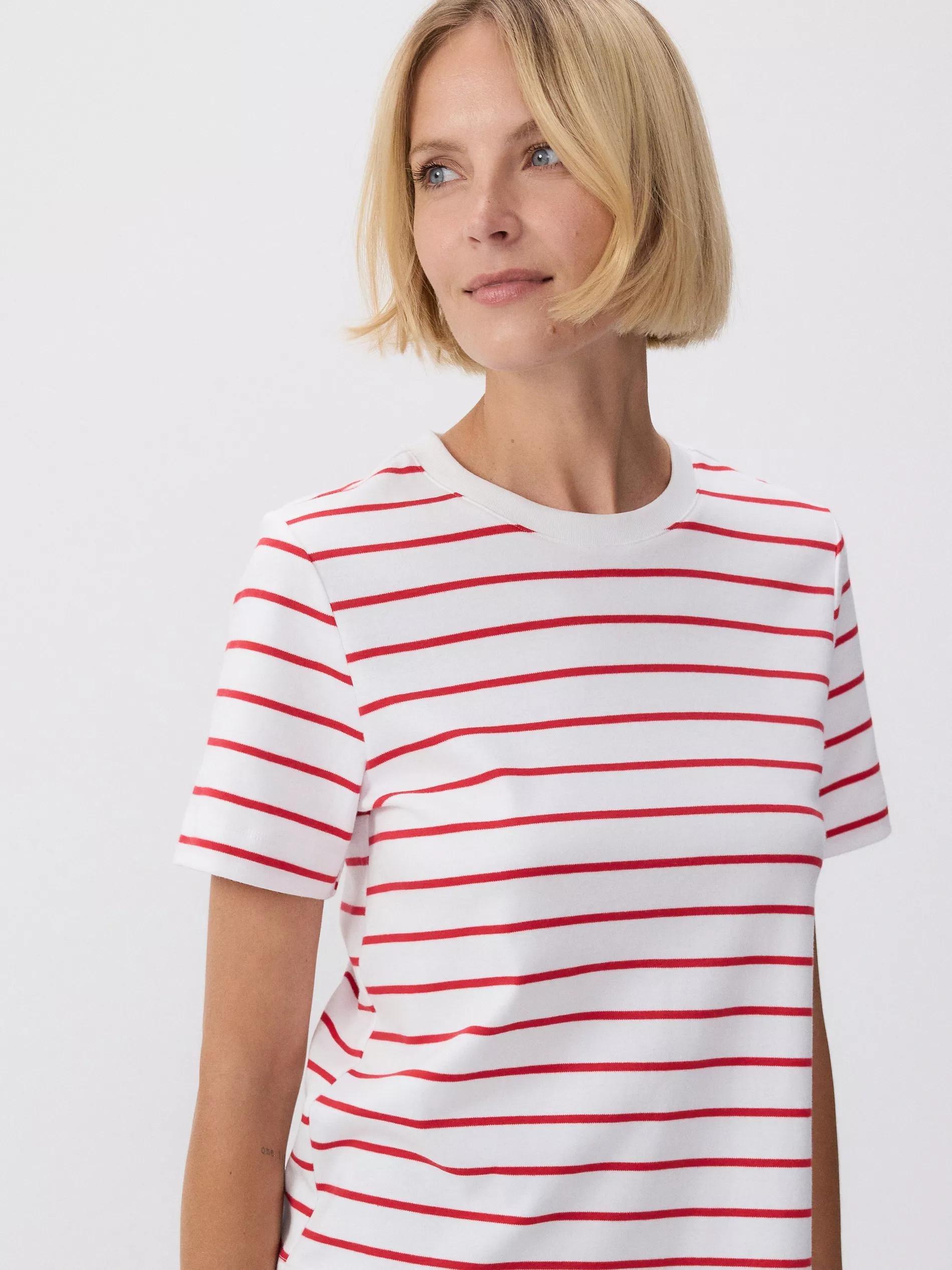 Cream T-Shirt Regular Fit Made Of Mercerized Cotton, , large image number 3