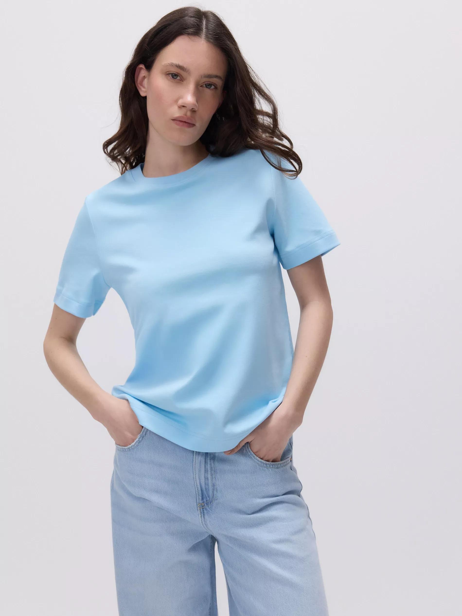 Blue Regular Fit T-Shirt Made Of Mercerized Cotton, , large image number 0