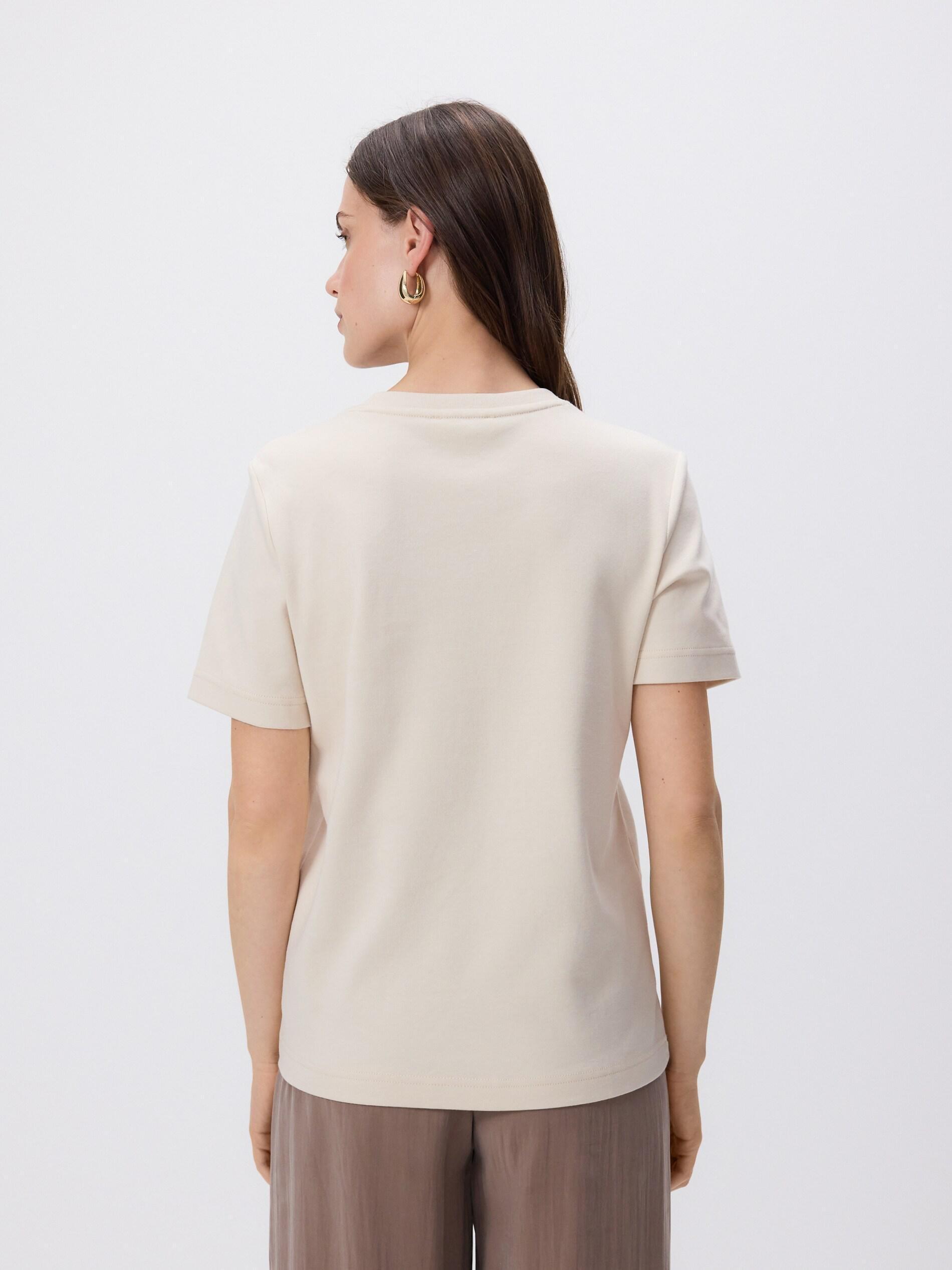 BEIGE Mercerised organic cotton regular fit T-shirt, Beige, large image number 3