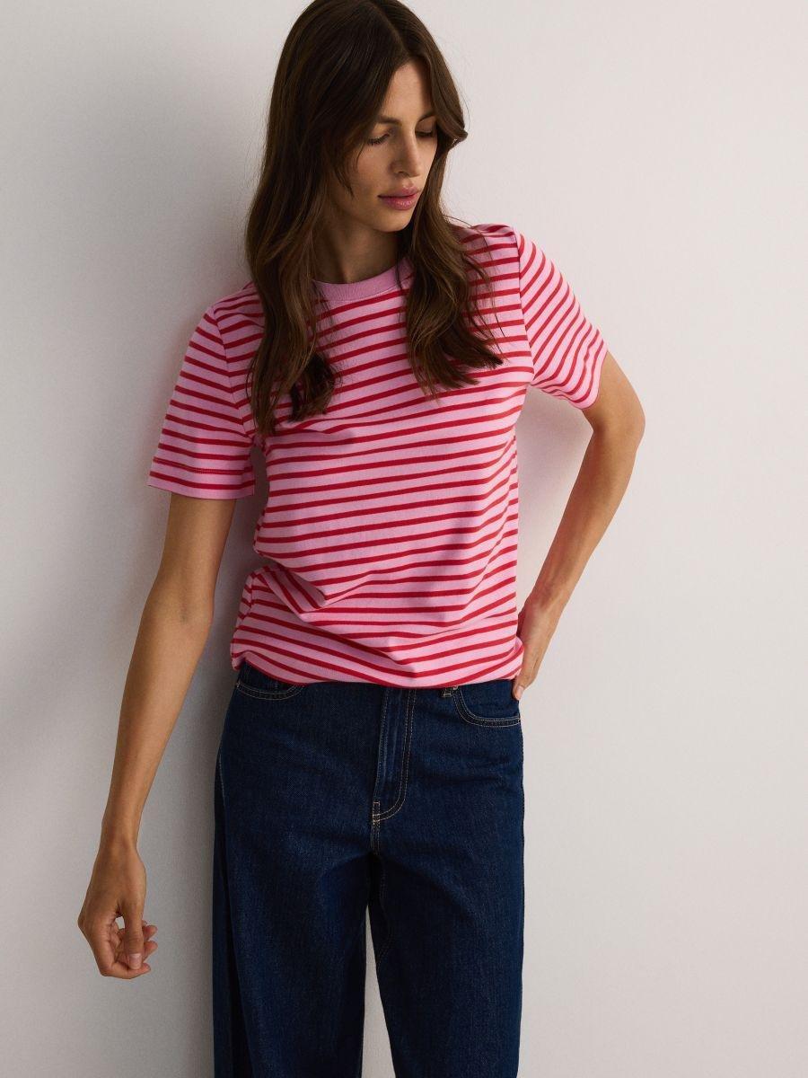 Pink Mercerised Organic Cotton Regular Fit T-Shirt, , large image number 1