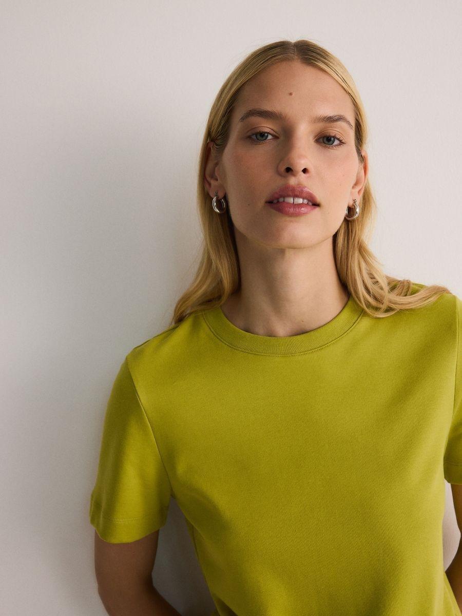 Green Mercerised Organic Cotton Regular Fit T-Shirt, , large image number 2