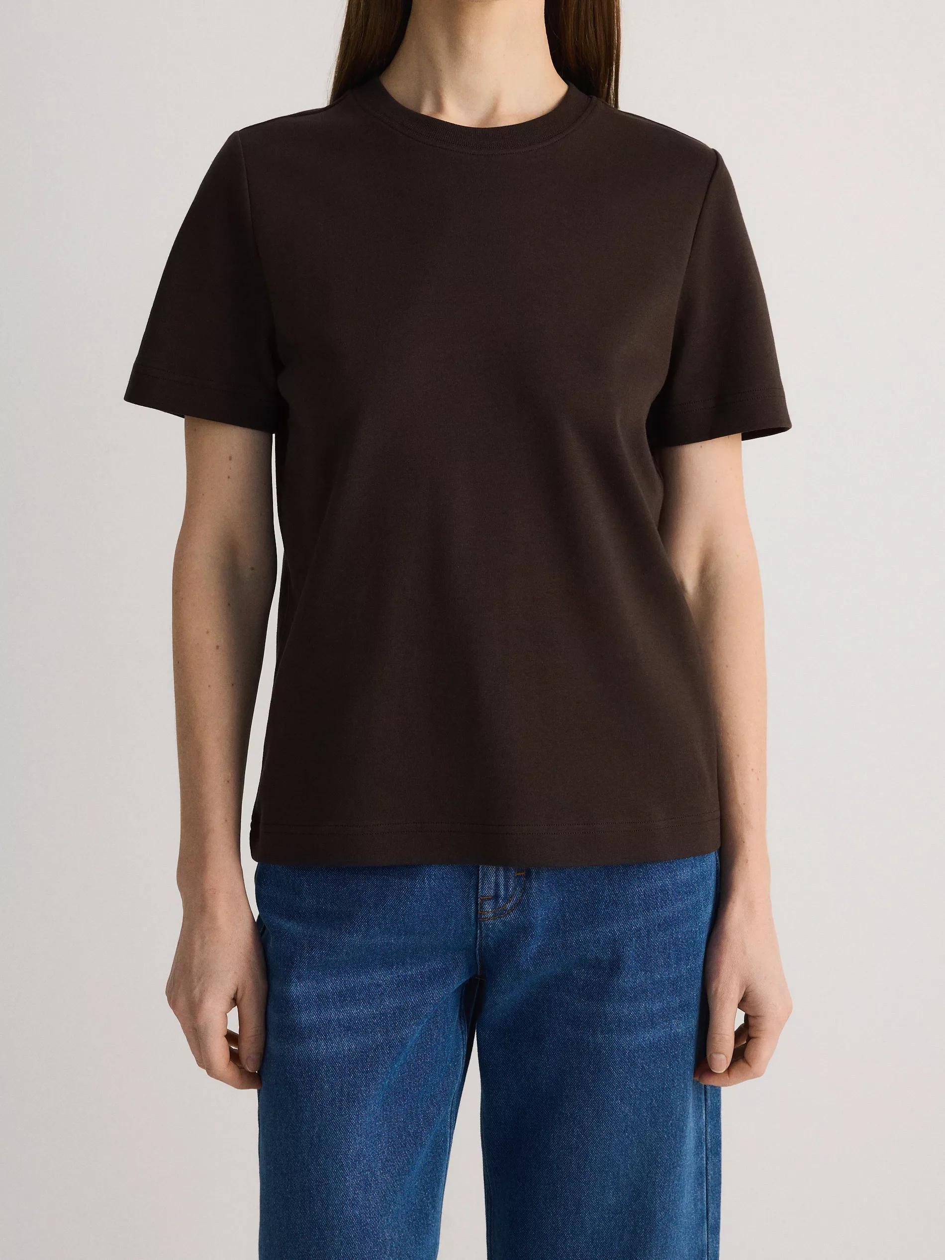 Brown Regular Fit T-Shirt In Mercerized Cotton, Brown, large image number 1