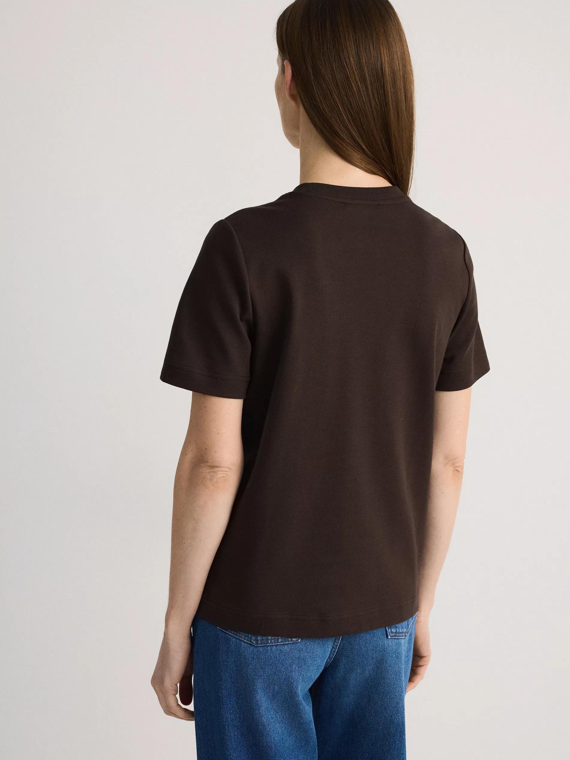 Brown Regular Fit T-Shirt In Mercerized Cotton, Brown, large image number 4