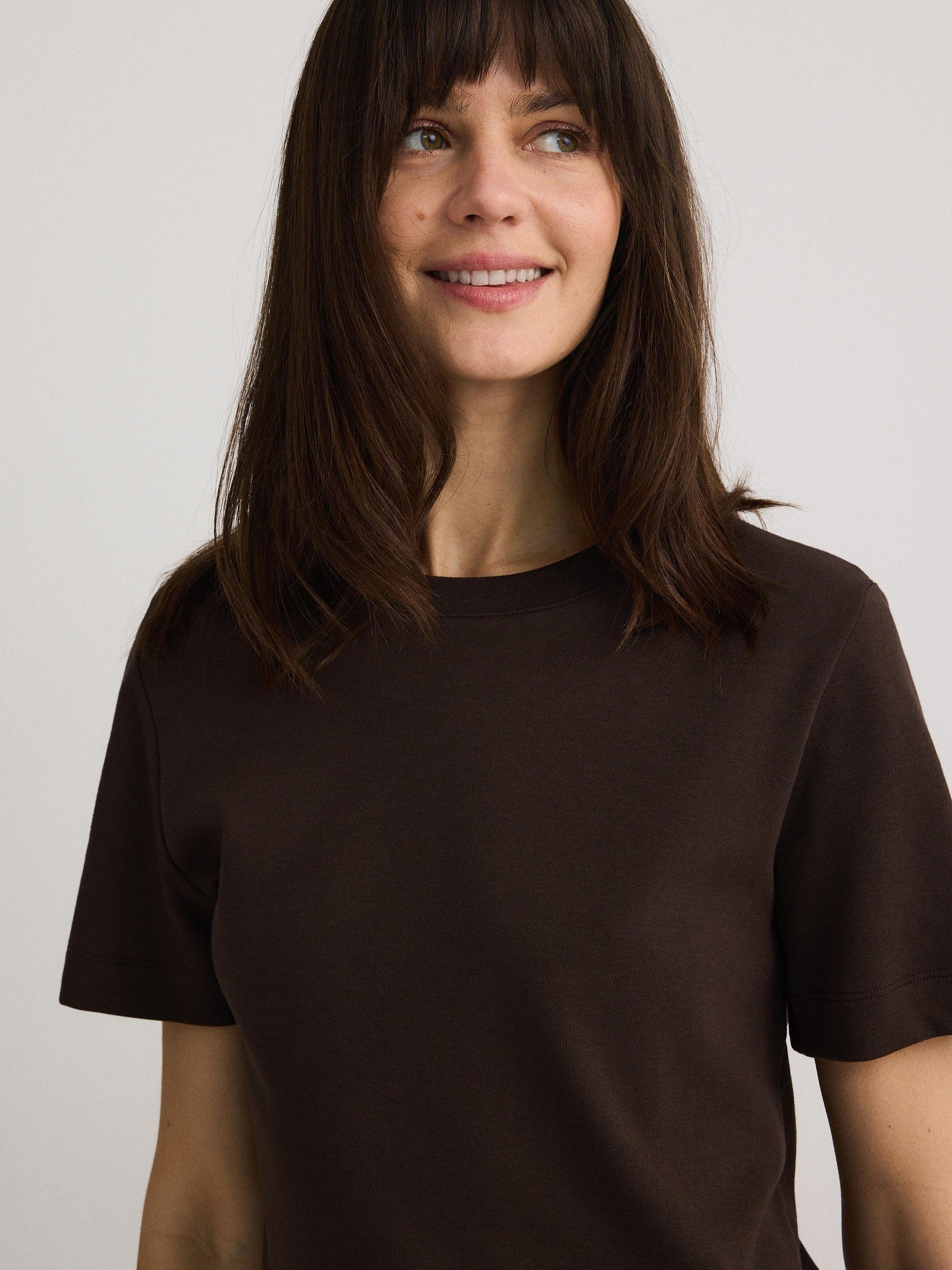 Brown Regular Fit T-Shirt In Mercerized Cotton, Brown, large image number 7