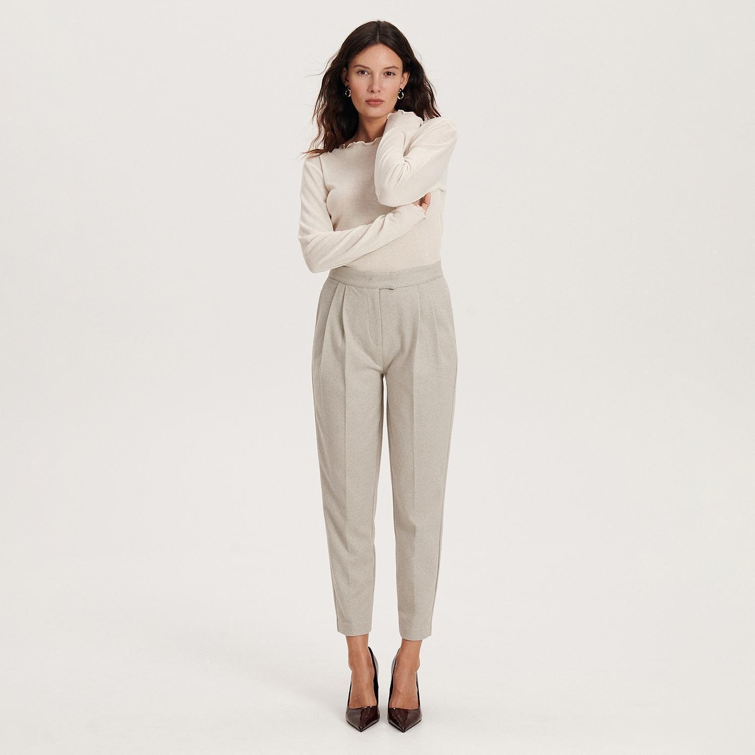 Grey Cigarette Trousers With Pressed Crease, , large image number 0