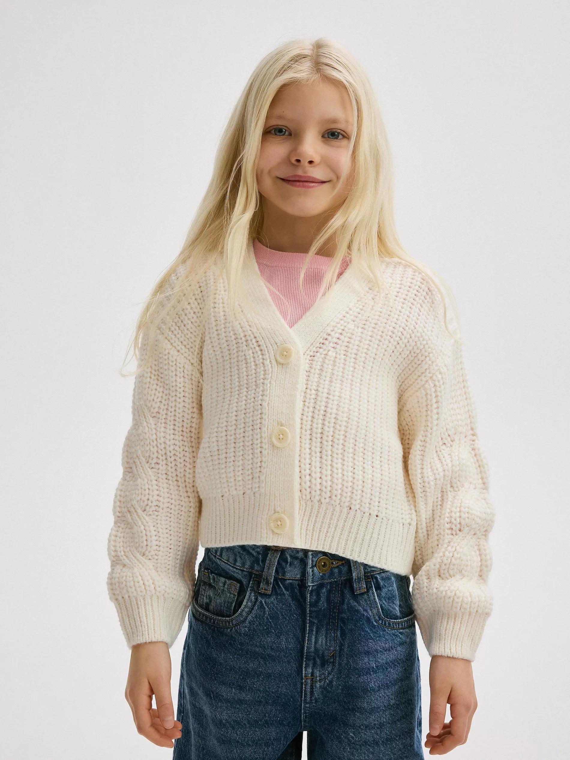 Cream Cardigan With Buttons At The Front, , large image number 2