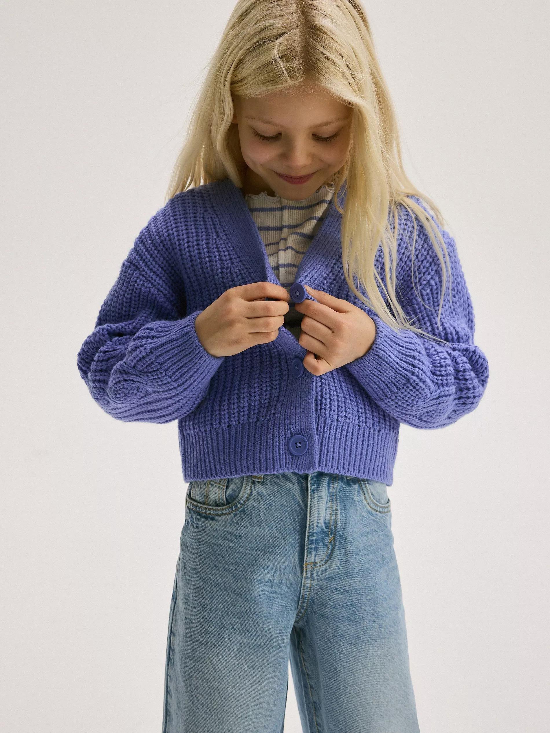Blue Cardigan With Buttons At The Front, , large image number 1