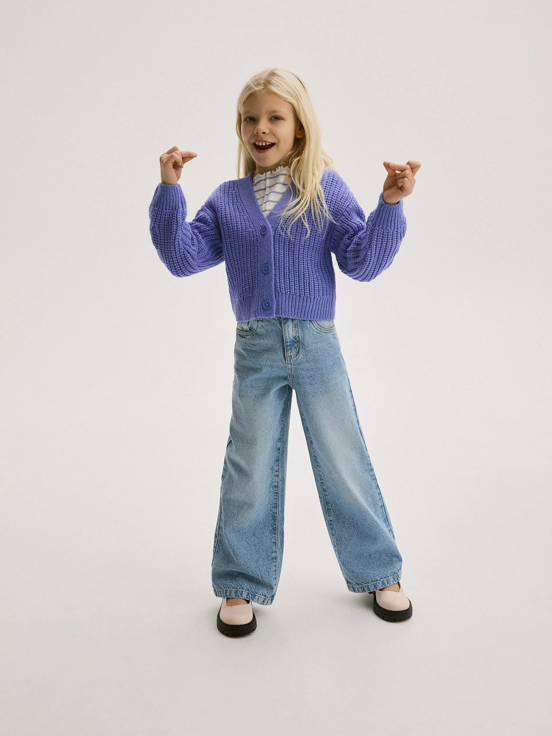 Blue Cardigan With Buttons At The Front, , large image number 2