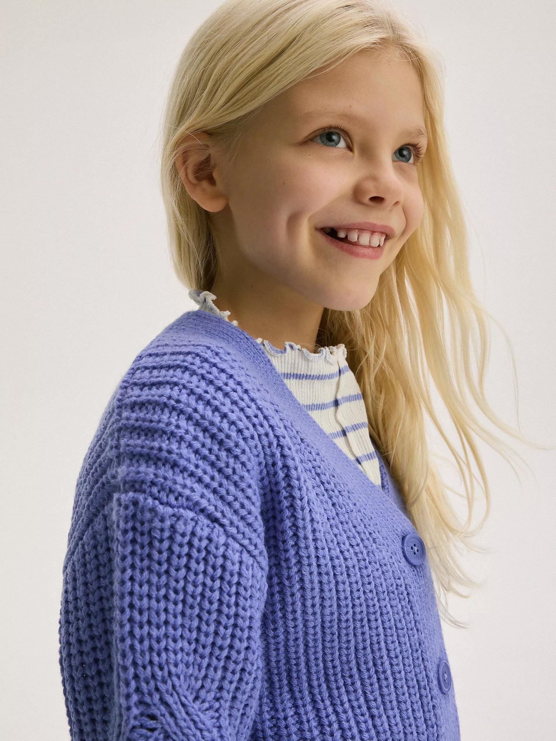 Blue Cardigan With Buttons At The Front, , large image number 3