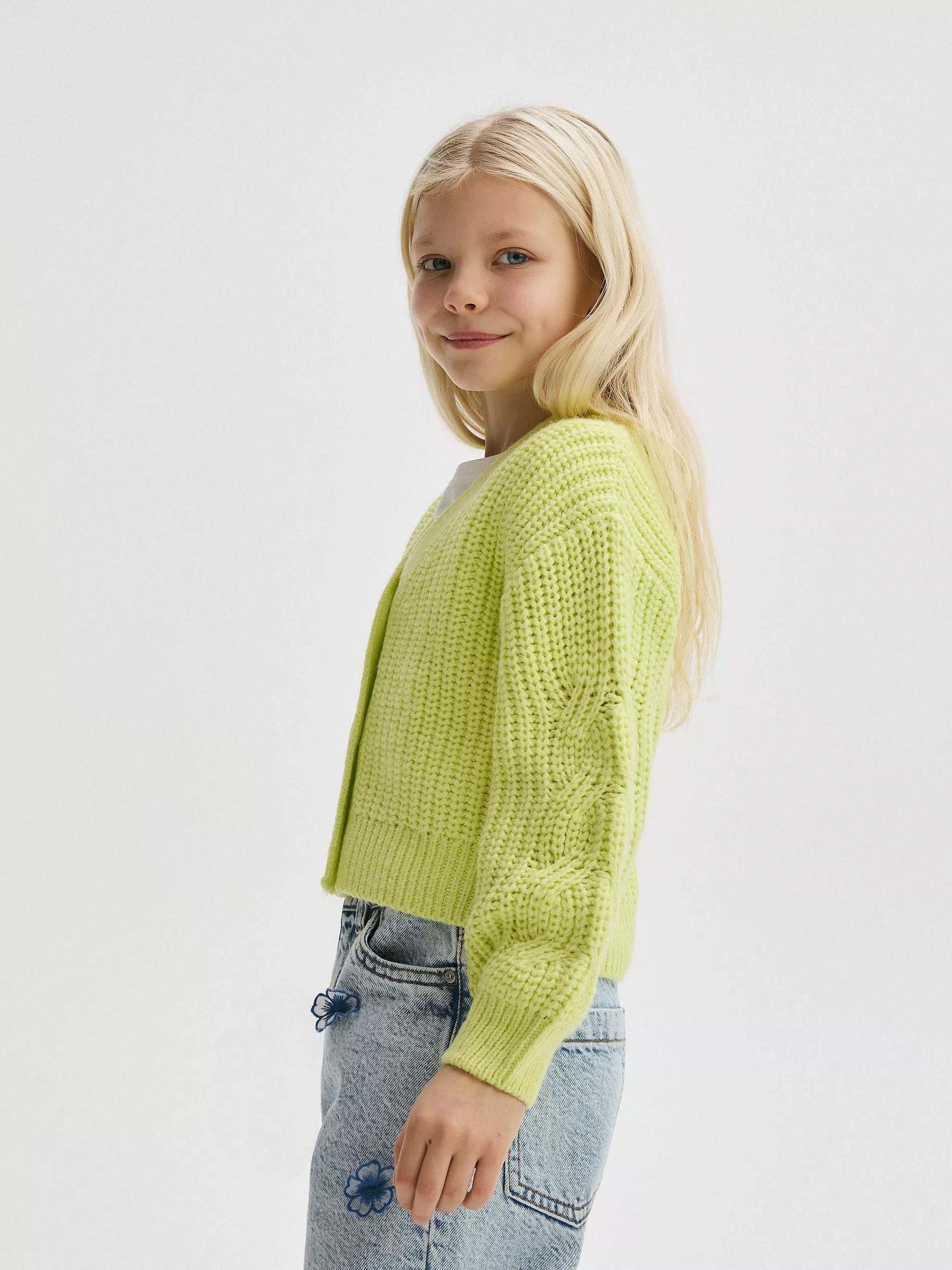 Green Cardigan With Buttons At The Front, , large image number 2