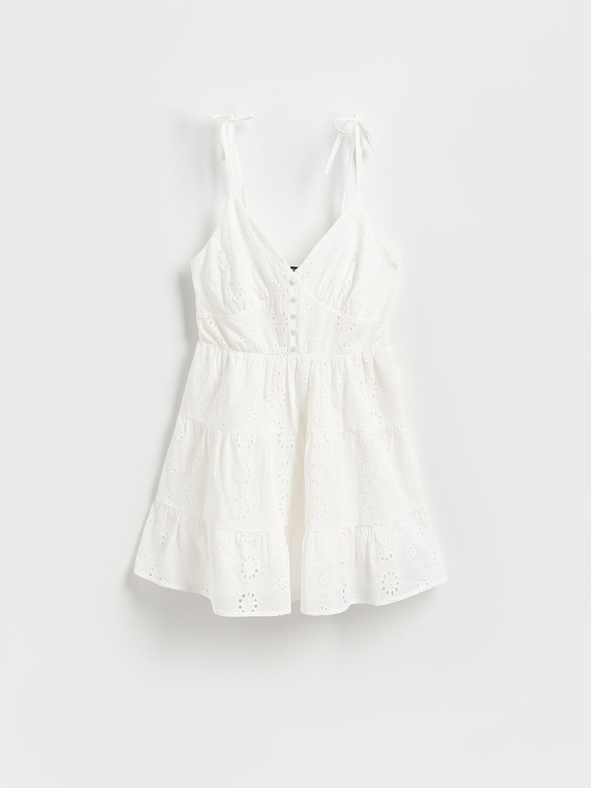 White Beach Cover-Up With Openwork Pattern, White, large image number 4