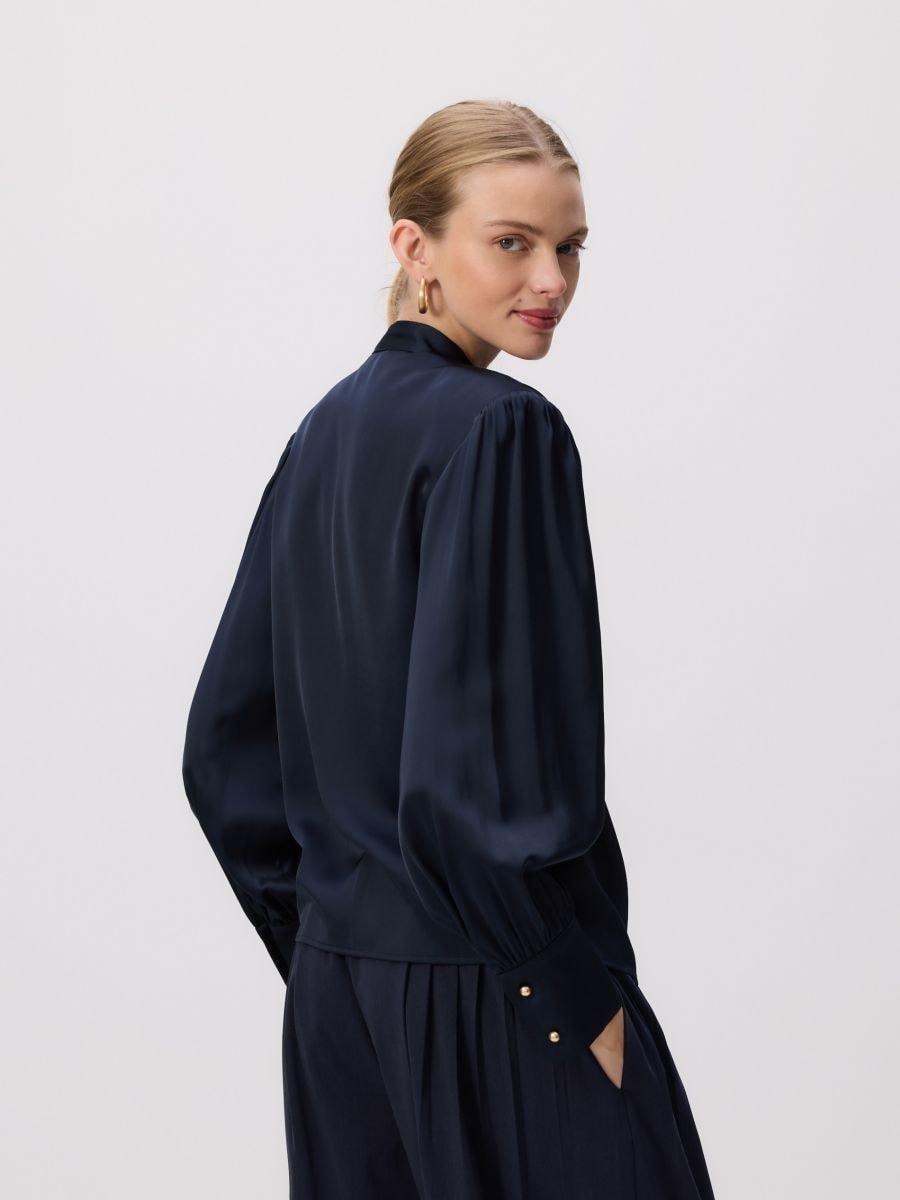 Navy Blouse With Decorative Tie Detail, Navy, large image number 2