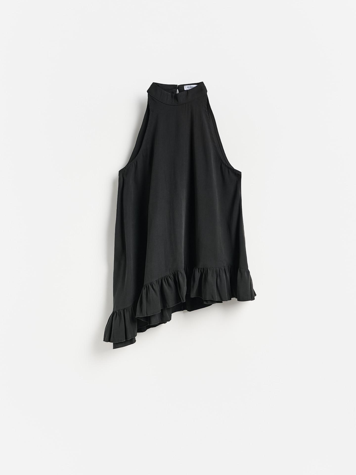 Black Asymmetric Top With Ruffle, Black, large image number 4