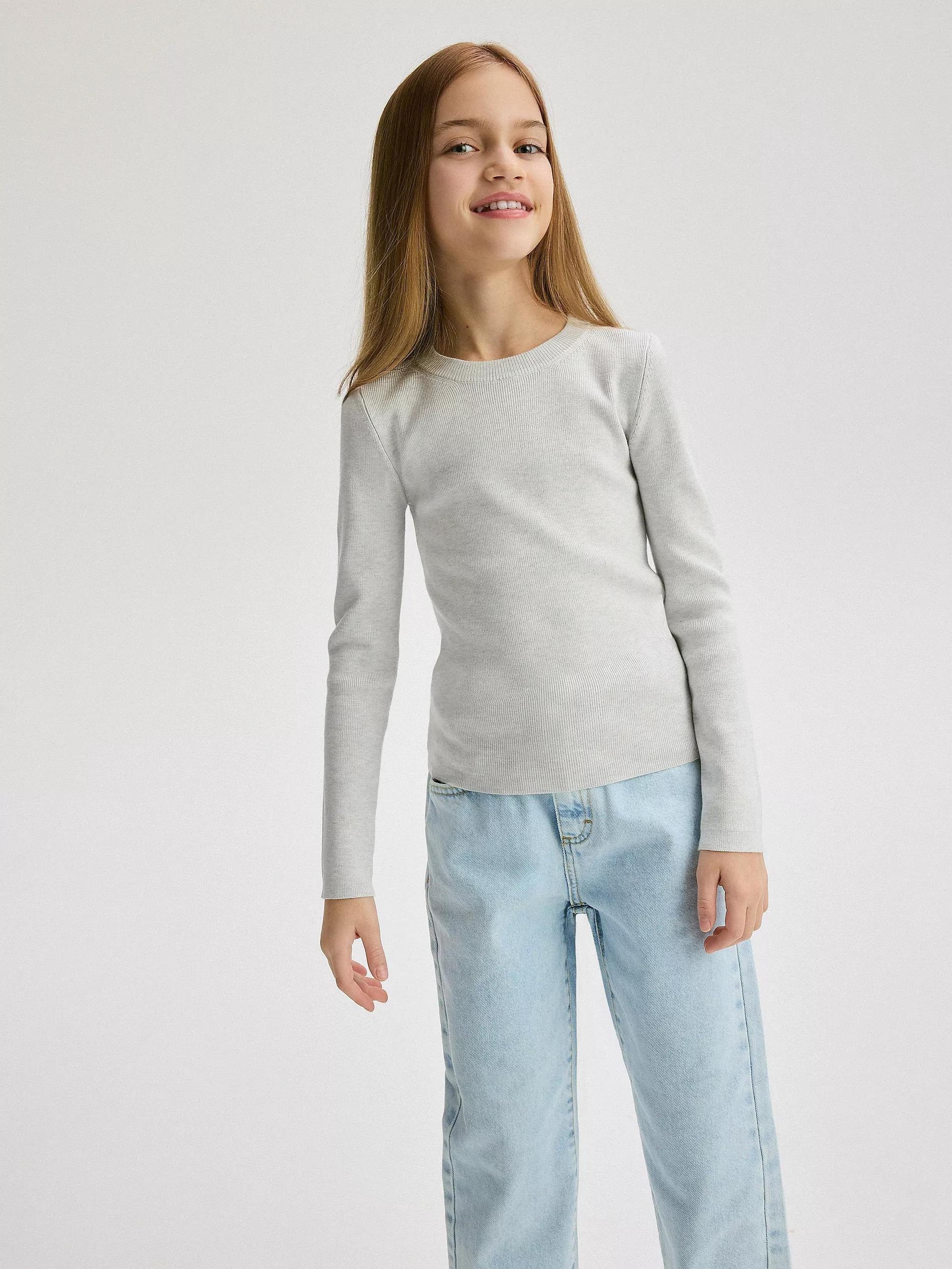 Grey Sweater With High Viscose Content, , large image number 2