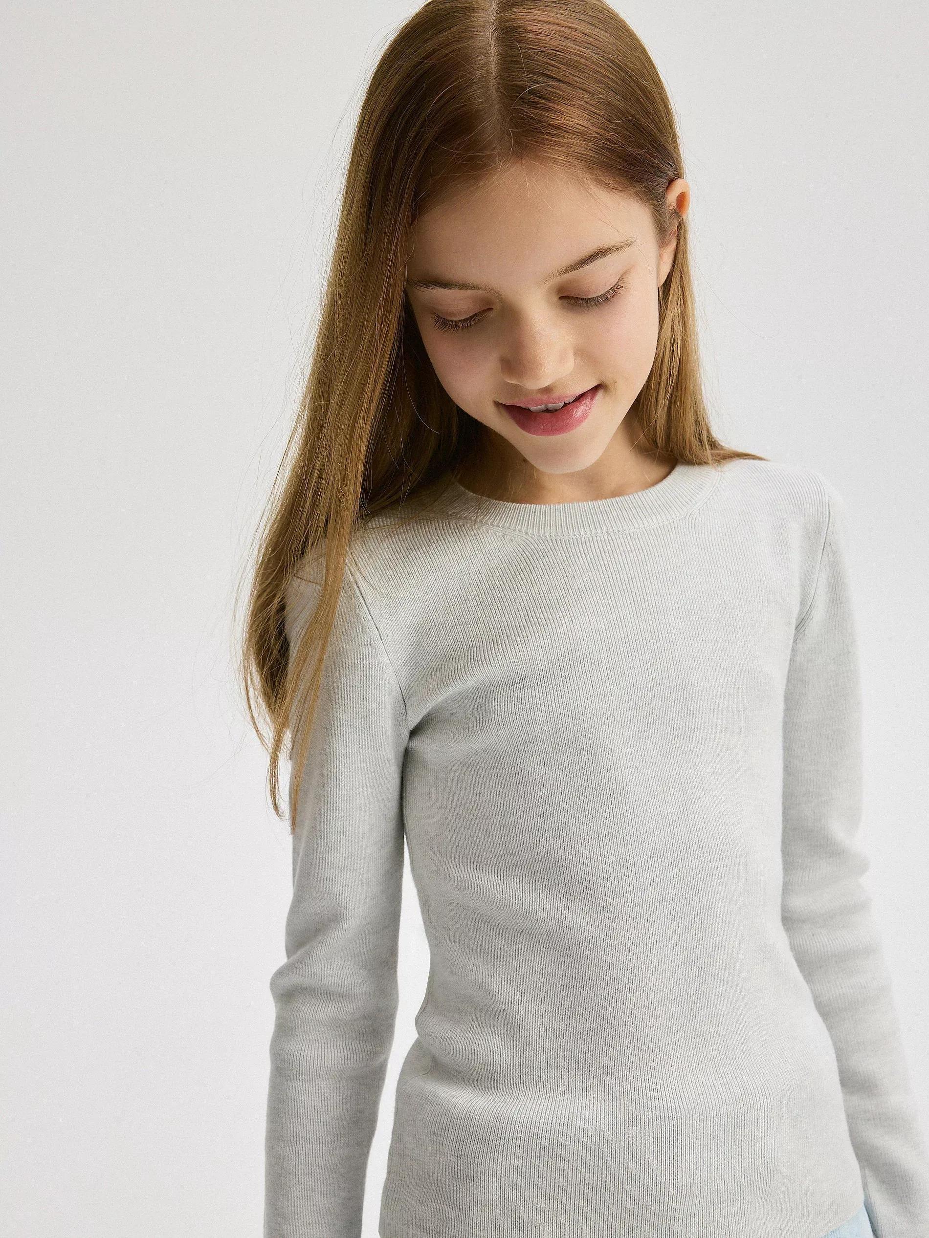 Grey Sweater With High Viscose Content, , large image number 3