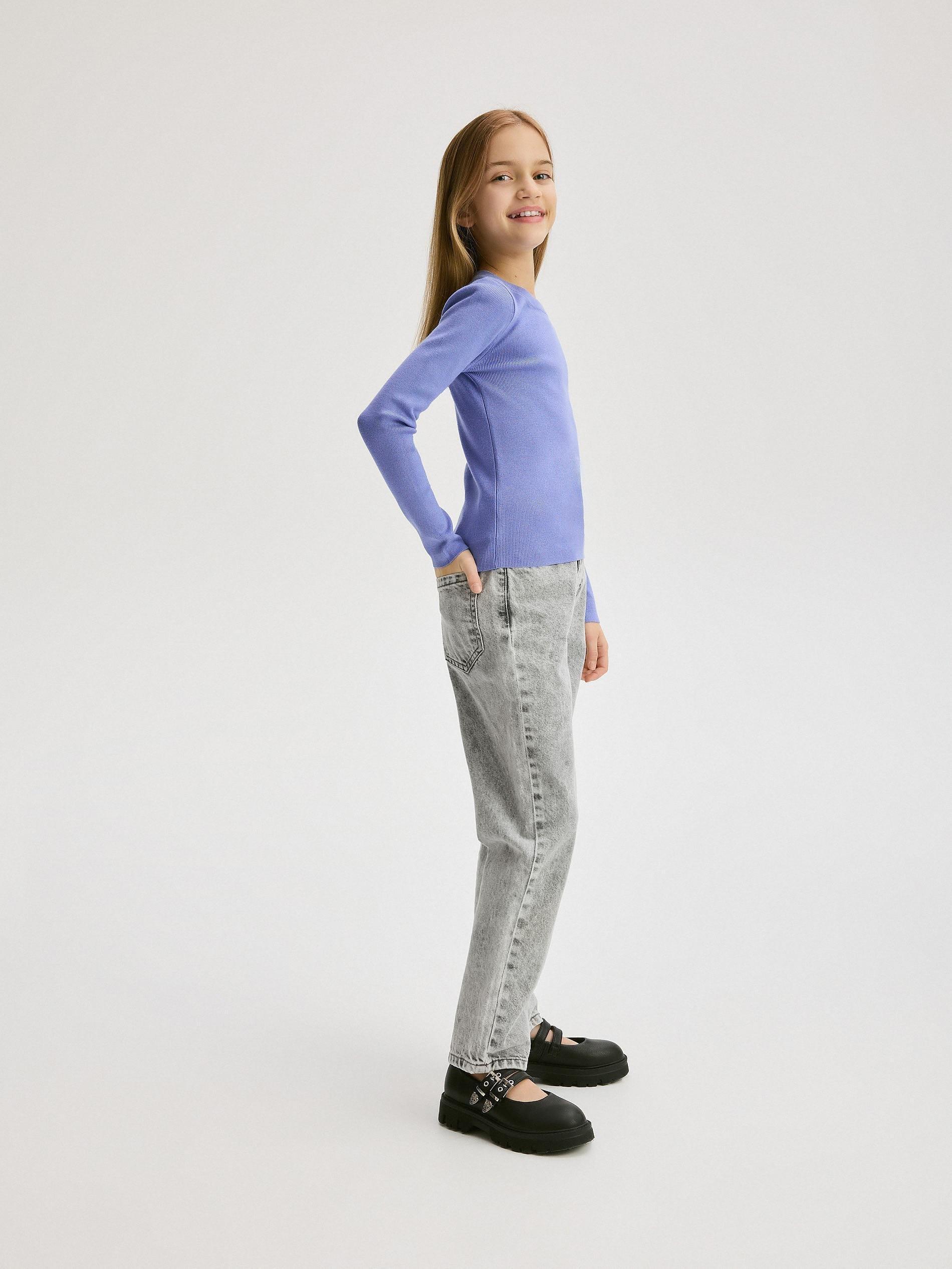 Blue Sweater Knitted Regular, Kids Girls, Blue, large image number 4