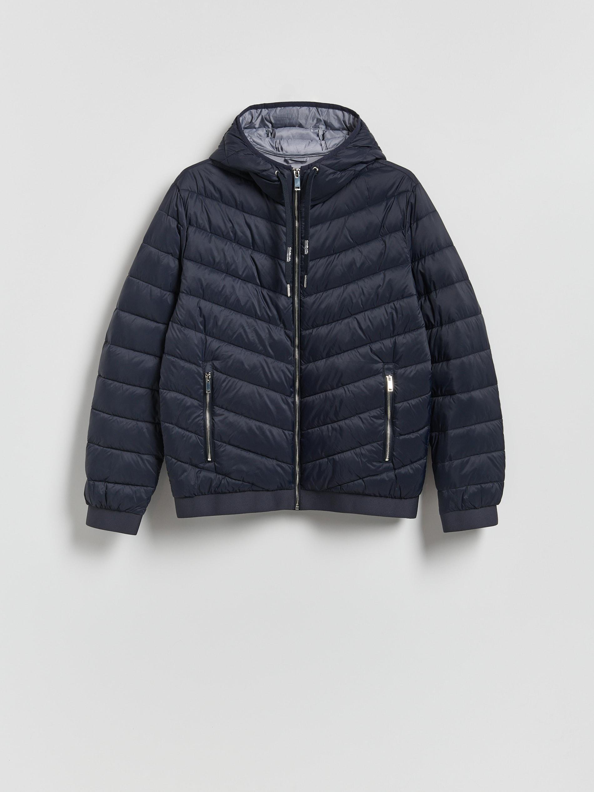 Navy Quilted Jacket With Hood, Navy, large image number 3