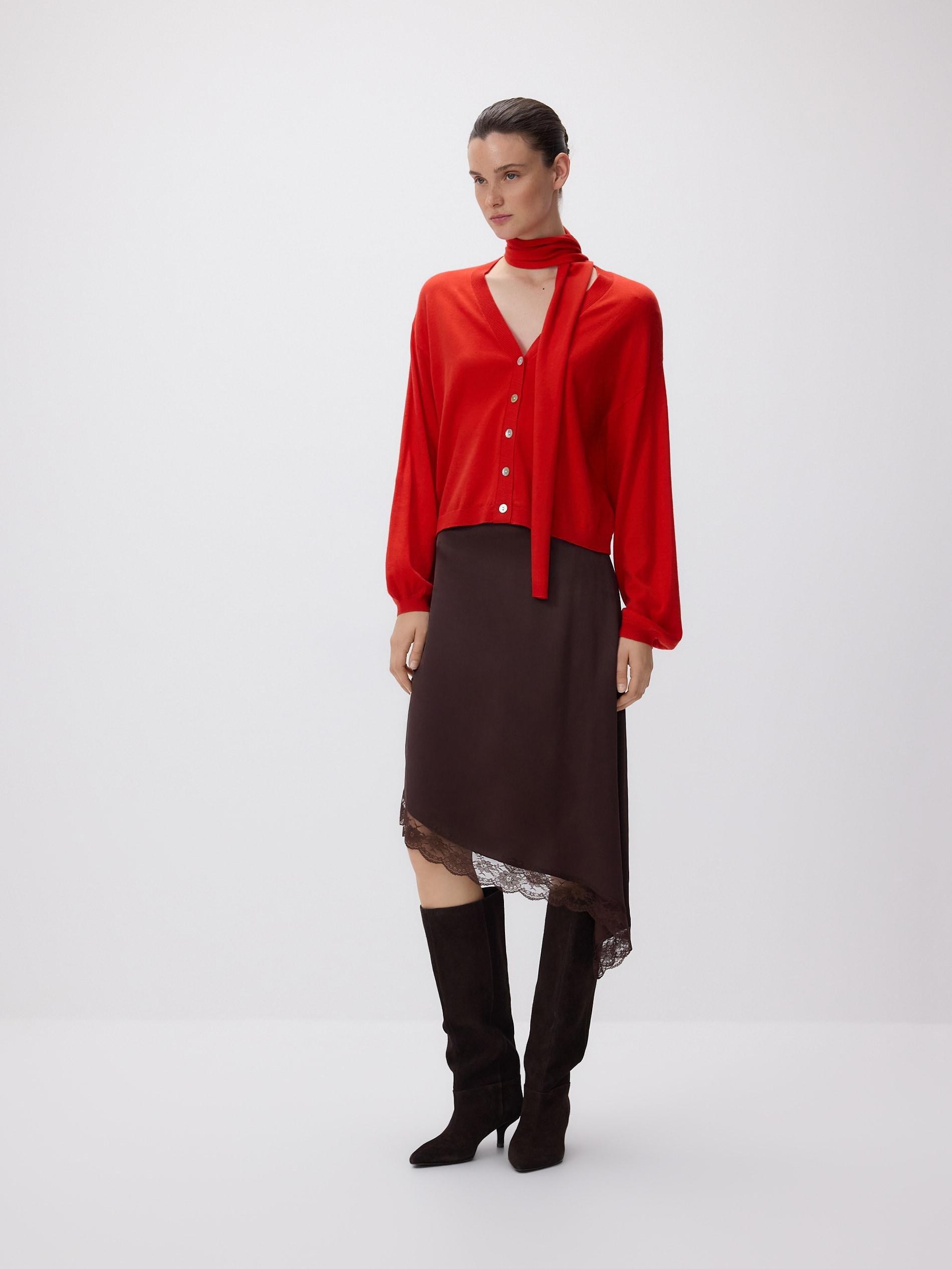 Brown Asymmetric Hem Skirt, Brown, medium
