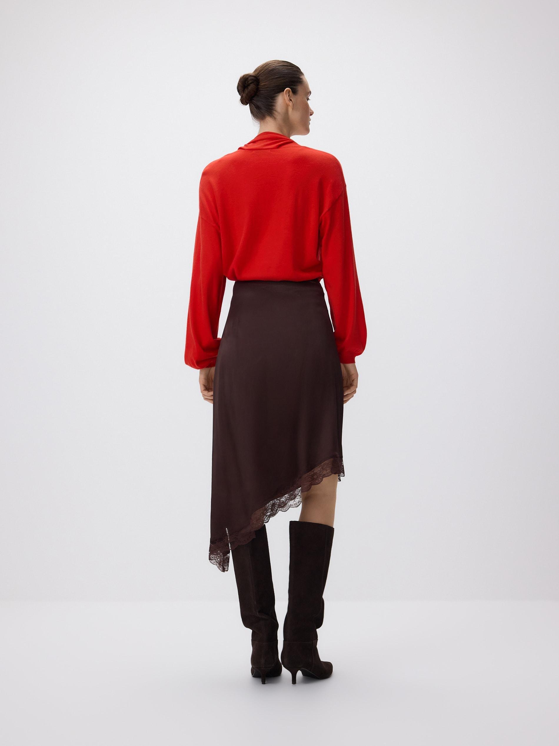 Brown Asymmetric Hem Skirt, Brown, large image number 2