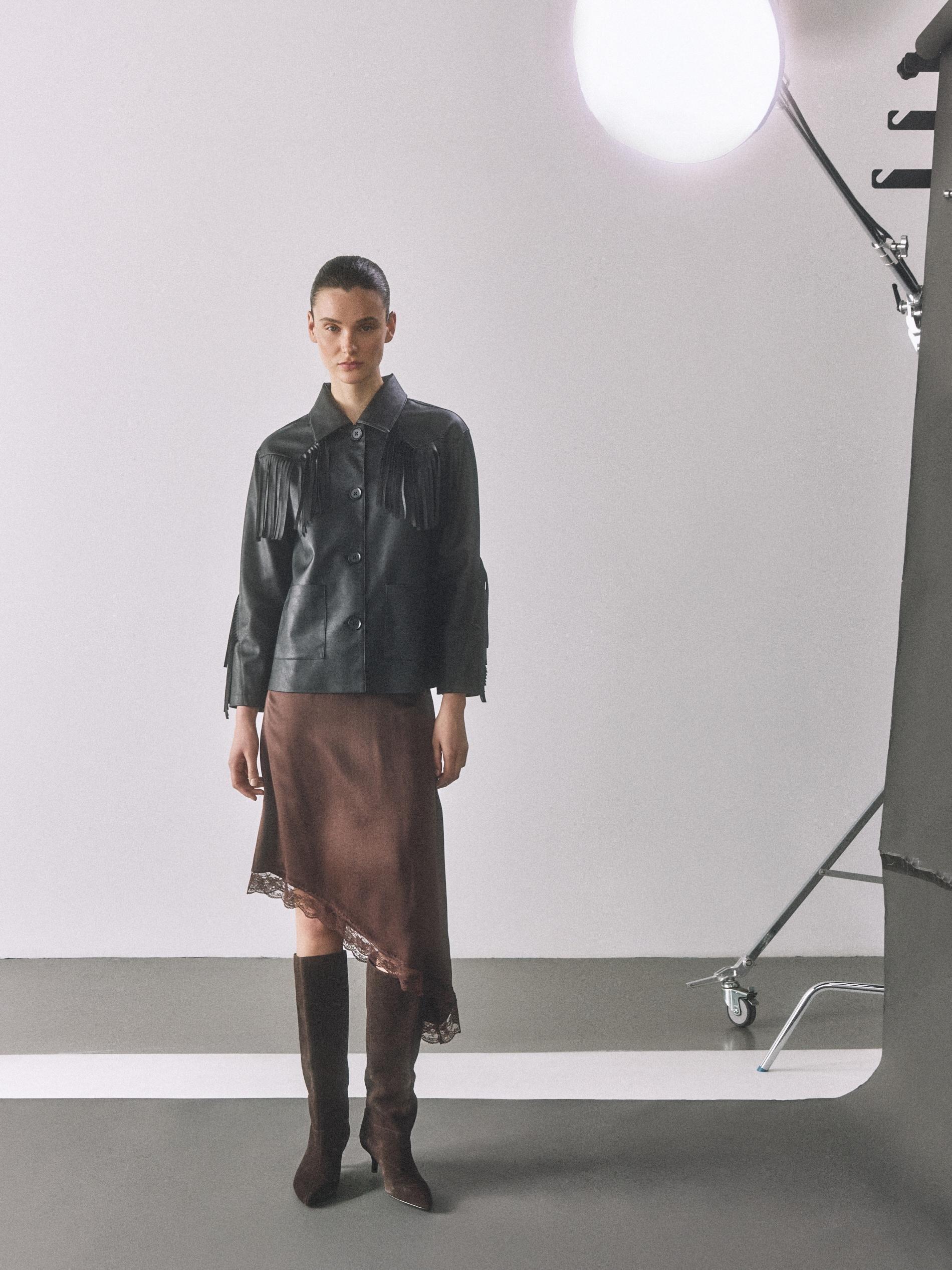 Brown Asymmetric Hem Skirt, Brown, large image number 3