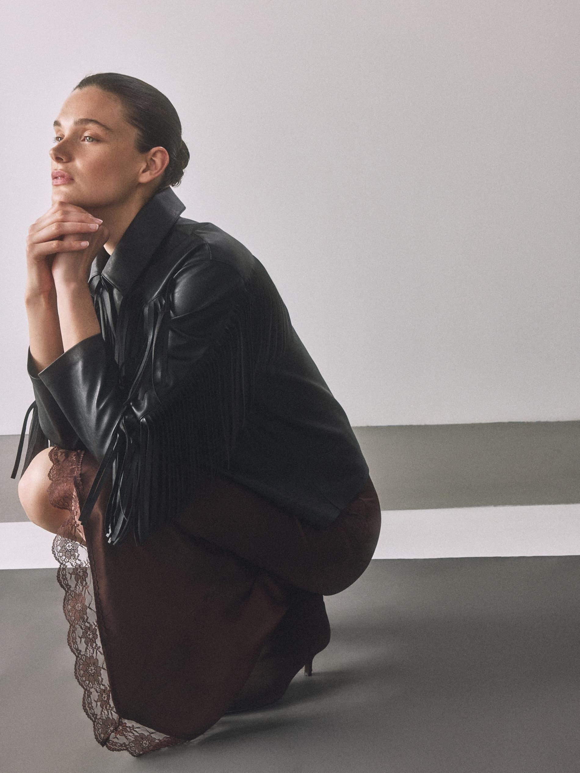 Brown Asymmetric Hem Skirt, Brown, large image number 4