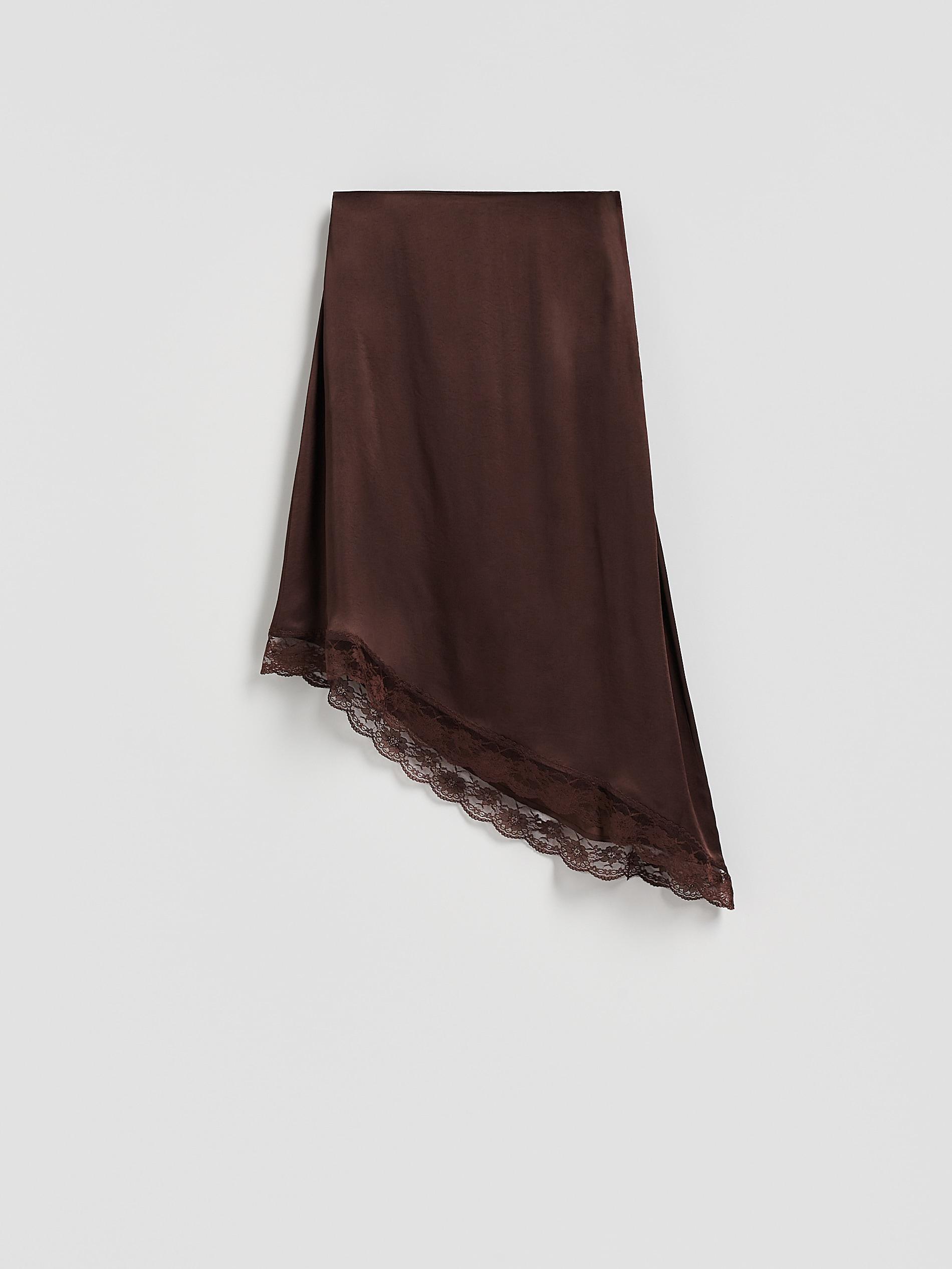 Brown Asymmetric Hem Skirt, Brown, large image number 5